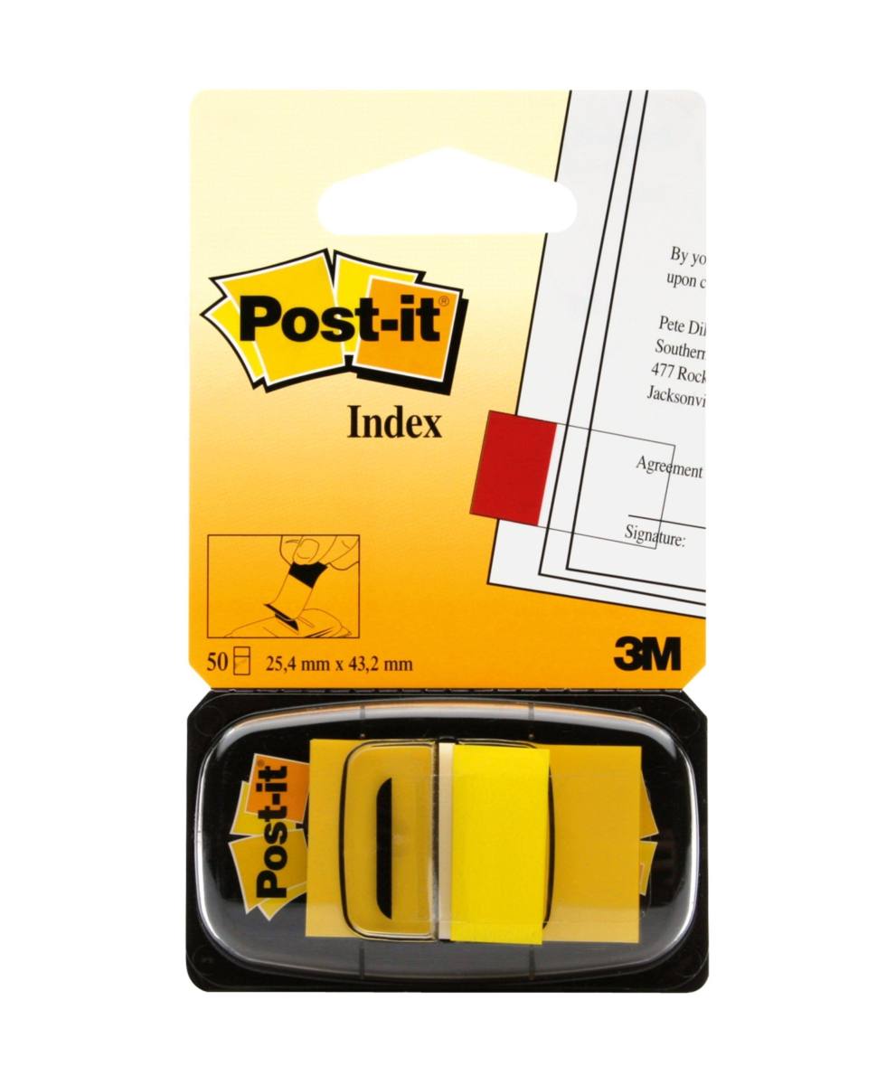 3M Post-it Index I680-5, 25,4 x 43,2 mm, gelb, 1 x 50 Haftstreifen im Spender