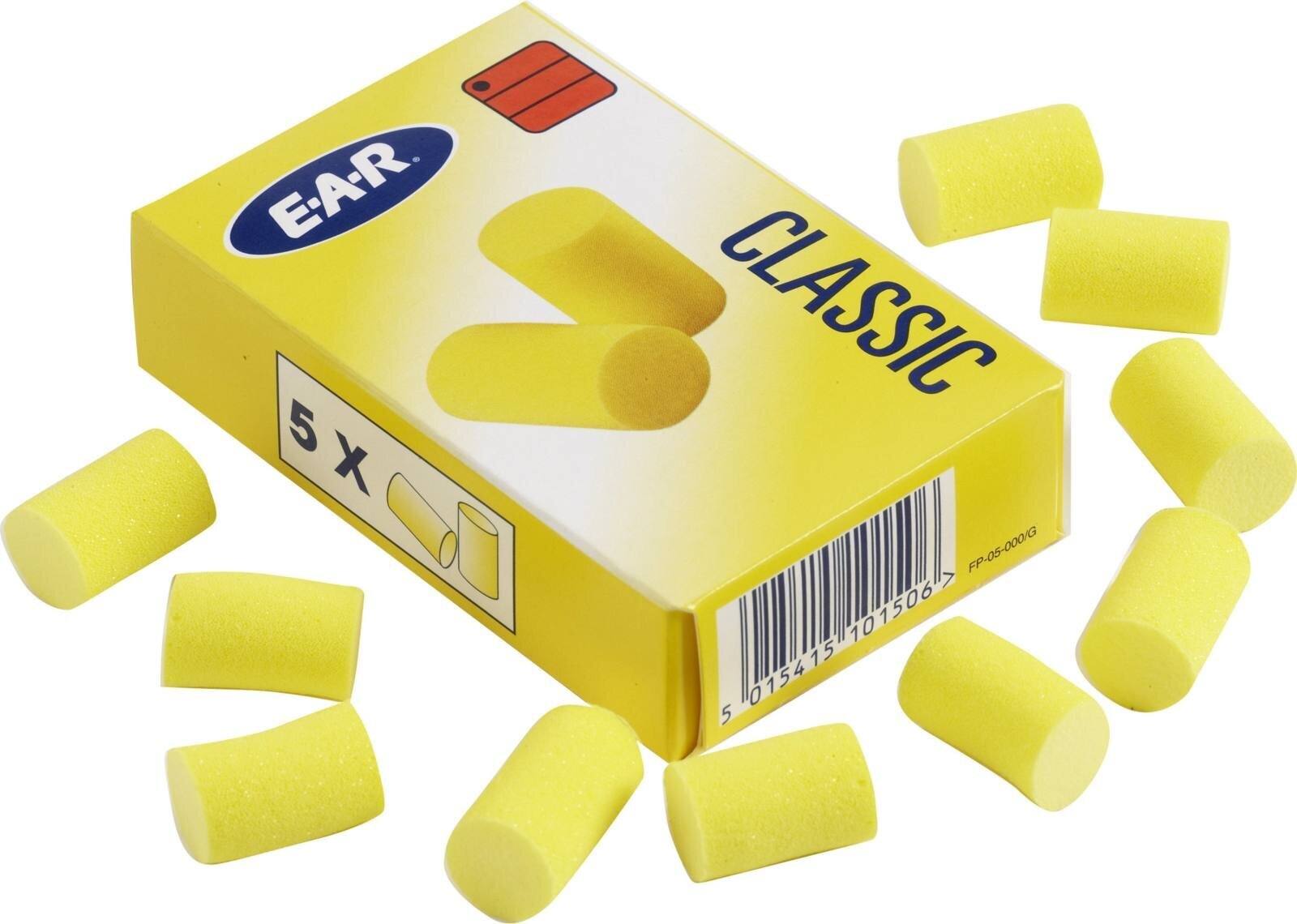 3M E-A-R CLASSIC Gehörschutzstöpsel, 5-Paar Taschenpackung, gelb, SNR = 28 dB, FP01000