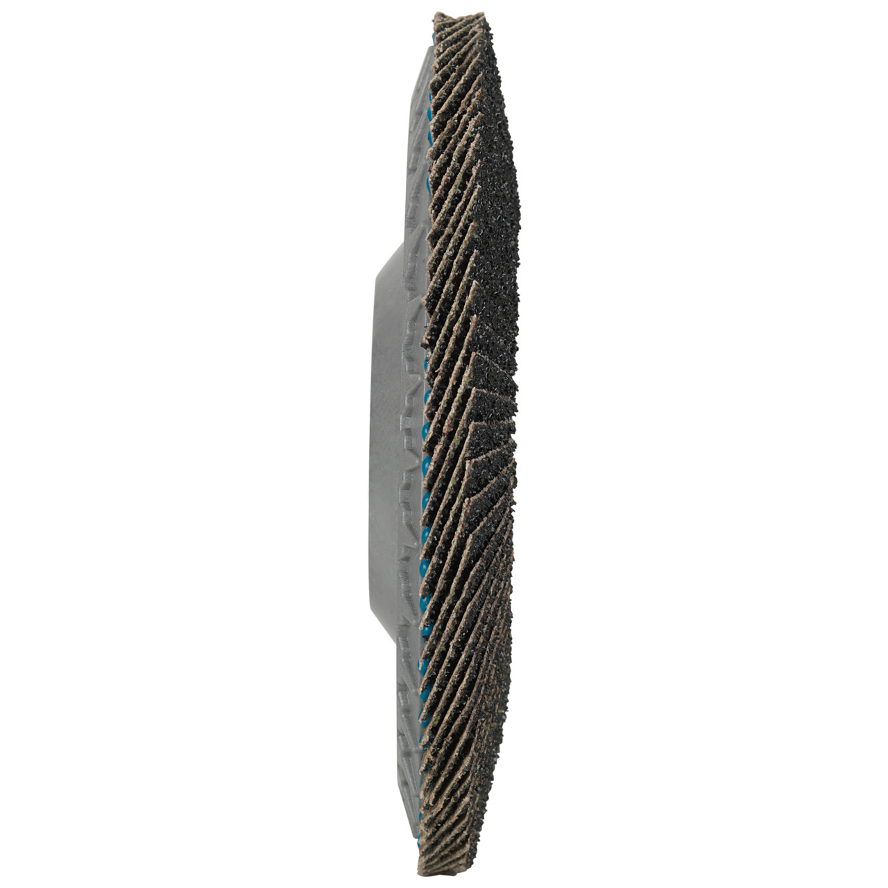 Tyrolit Rondelle éventail DxH 115x22,23 LONGLIFE C-TRIM pour acier et acier inoxydable, P60, forme : 28N - version droite (corps de support en plastique), art. 34239192