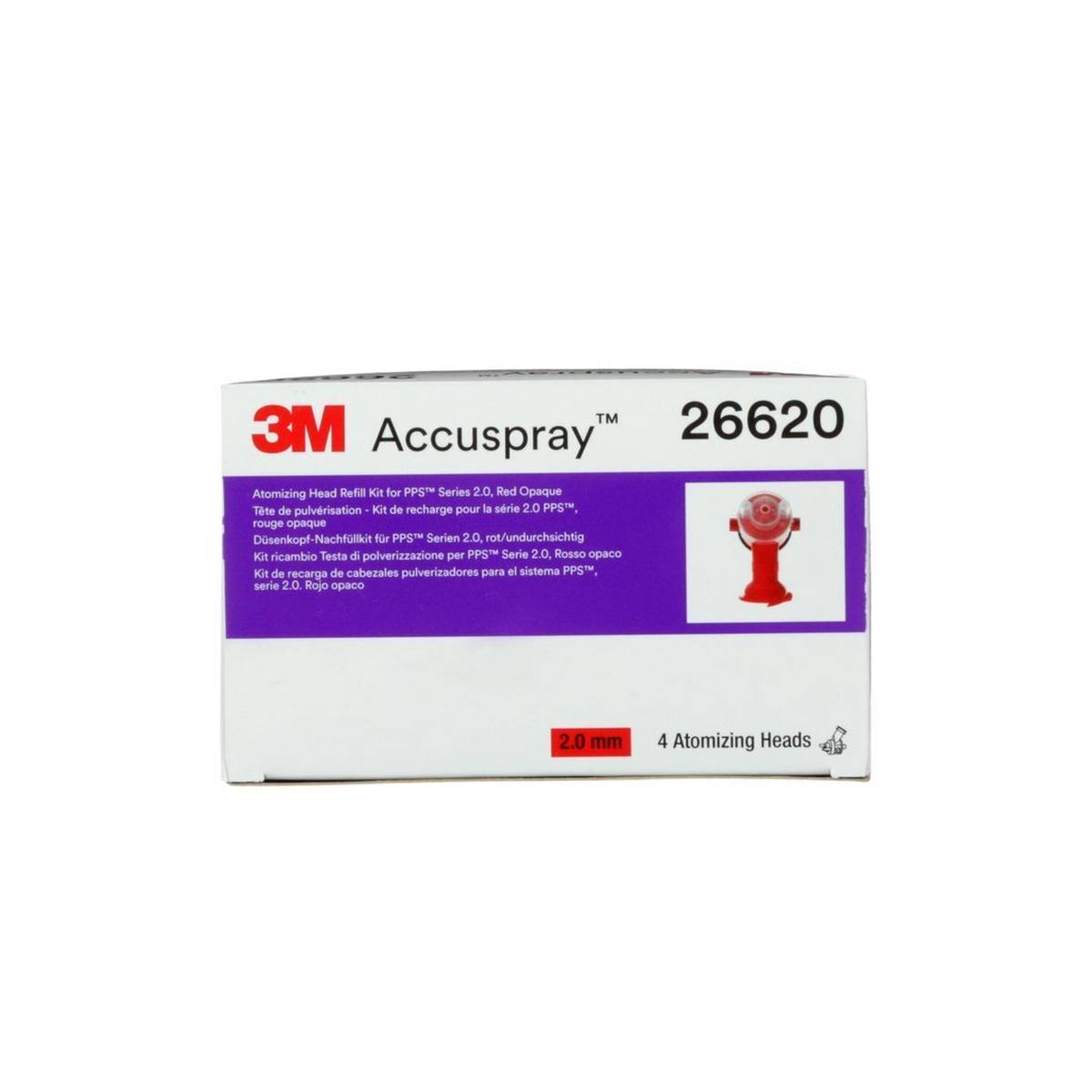 3M Accuspray-suuttimen pää PPS-sarjaan 2.0, 2.0 mm, punainen, 26620 (Pakkaus=4kpl)