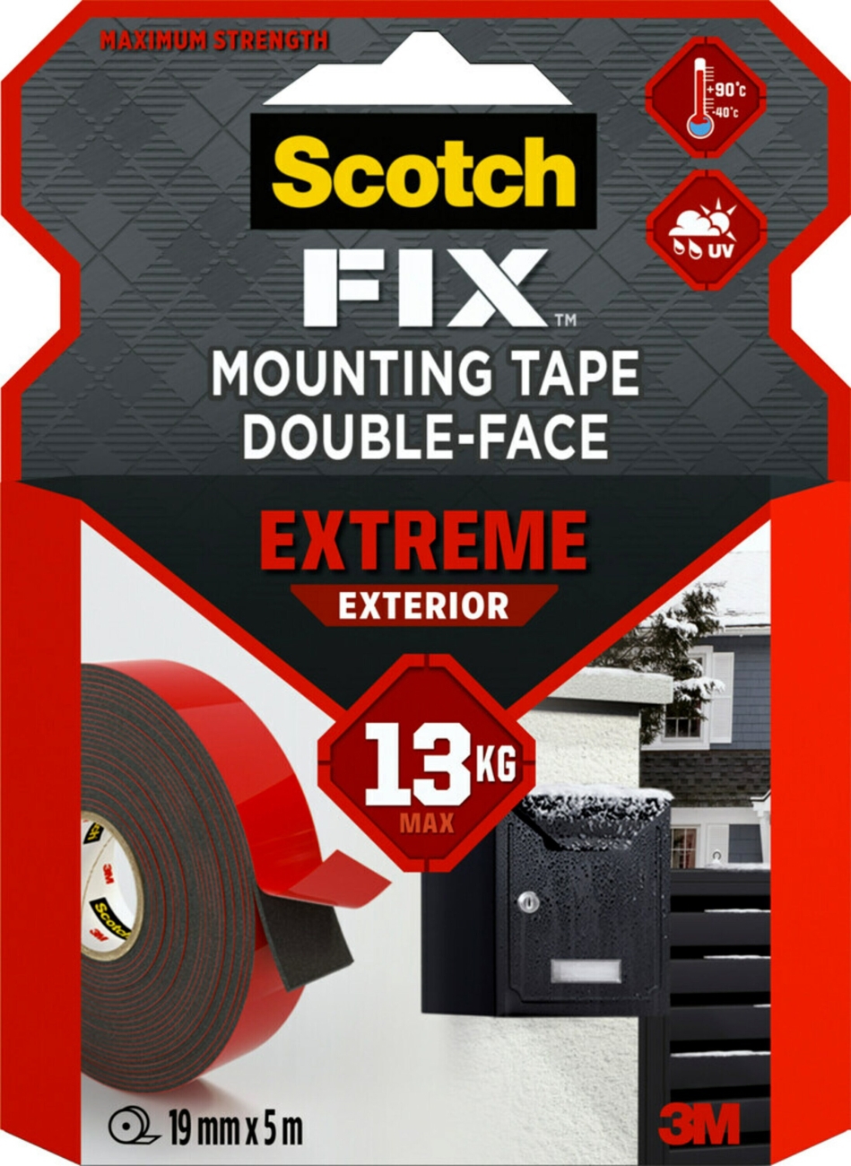 3M Scotch-Fix Extreme Außenmontageband, 19 mm x 5 m, Hält bis zu 13 kg, 1 kg/15 cm