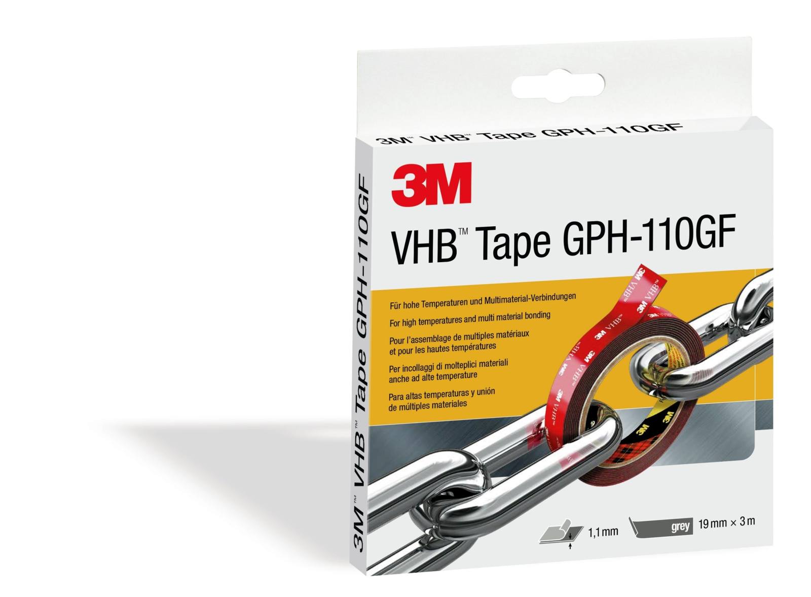 3M VHB Adhesive tape GPH-110GF, grey, 19 mm x 3 m, 1.1 mm