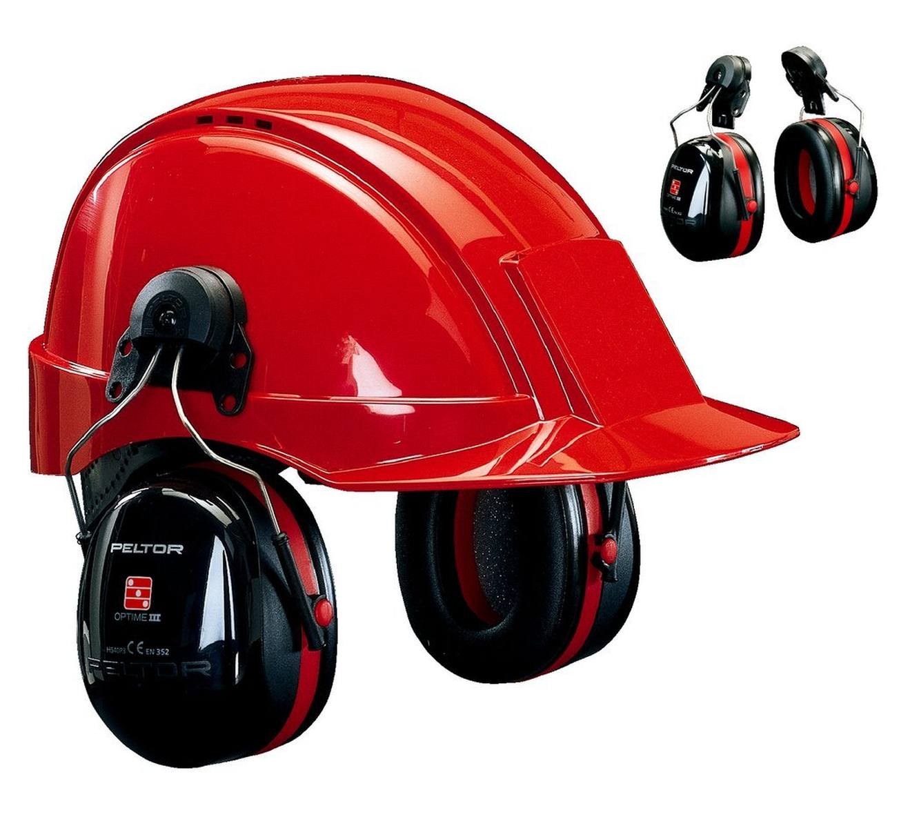 3M PELTOR Orejeras Optime III, fijación para casco, negras, con adaptador para casco P3E (para todos los cascos 3M, excepto G2000), SNR=34 dB, H540P3E