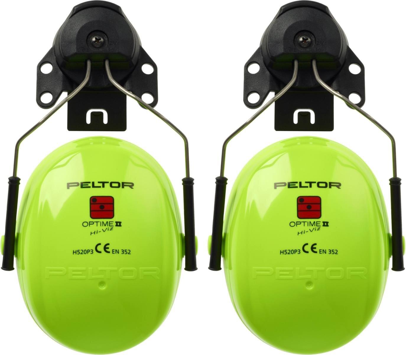 3M PELTOR Optime II earmuffs, helmet attachment, Hi-Viz, with helmet adapter P3E (for all 3M helmets, except G2000) SNR=30 dB, H520P3EV