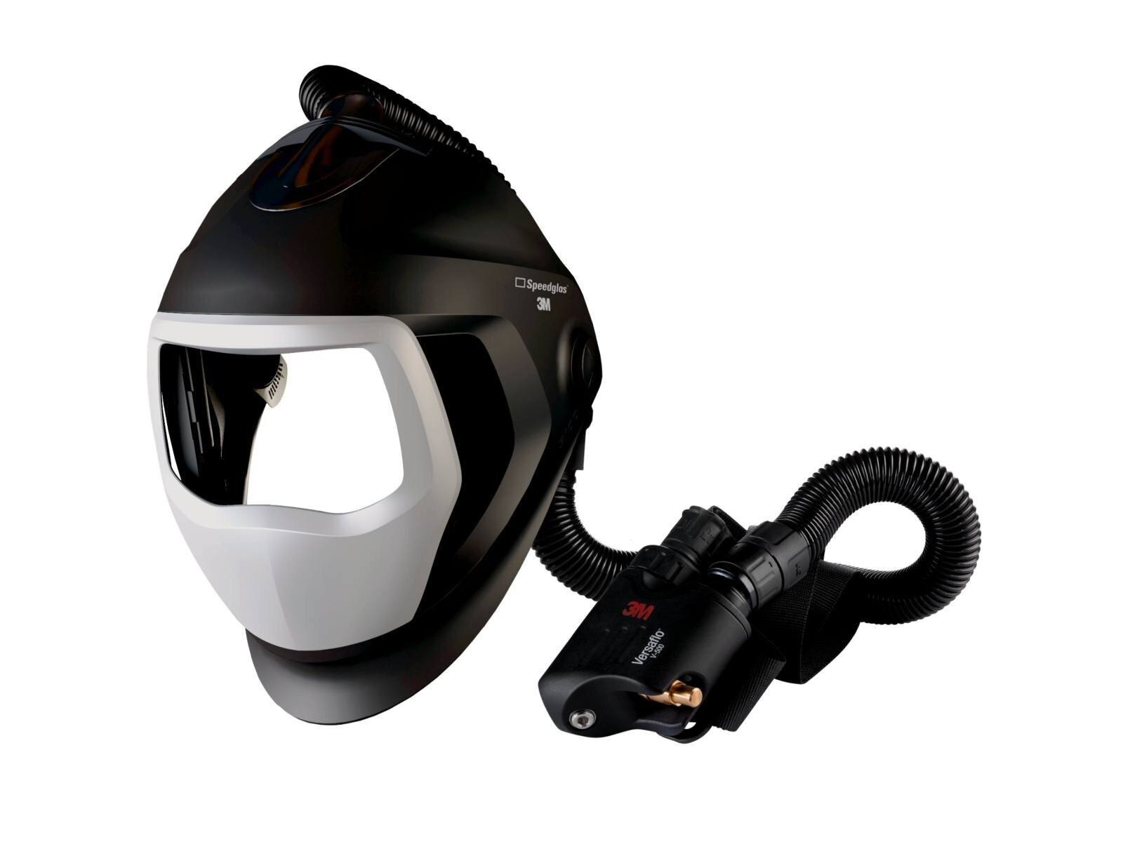  3M Speedglas 9100 Air welding mask without ADF, with Versaflo V-500E compressed air breathing protection, QRS air hose, 5333506 adapter, air flow meter, pre-filter, spark arrester, particle filter, lithium-ion battery and charger incl. storage bag #56850
