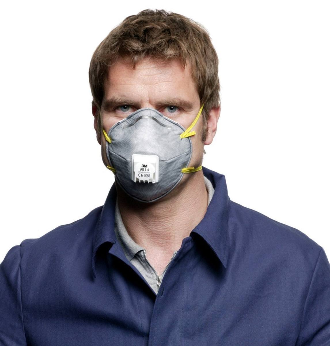 3M 9914 Máscara de protección contra olores FFP1 con válvula de exhalación de flujo frío, hasta 4 veces el valor límite y contra olores orgánicos por debajo del valor límite