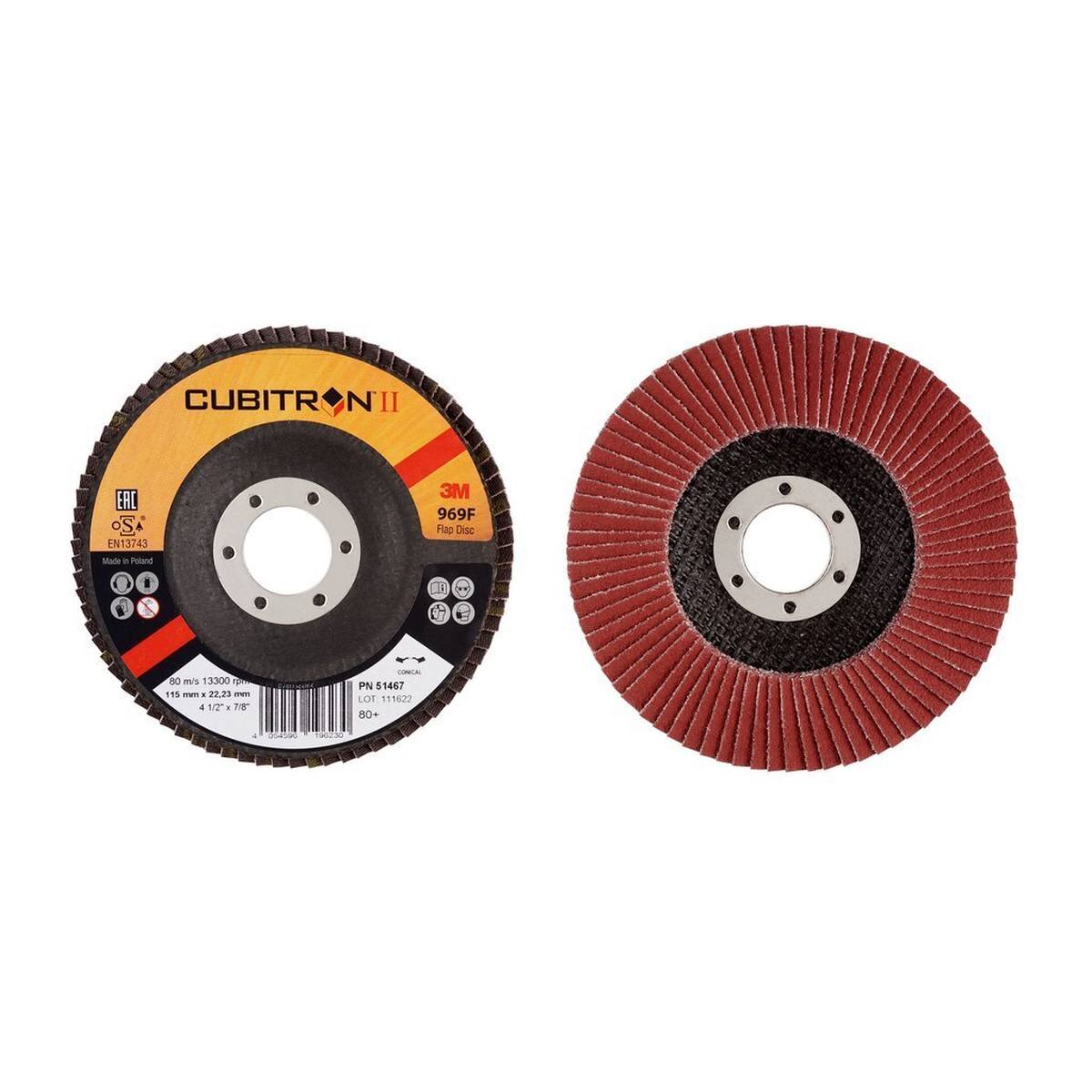 3M 969F Cubitron II flap discs d=115mm P80 #51467 conical