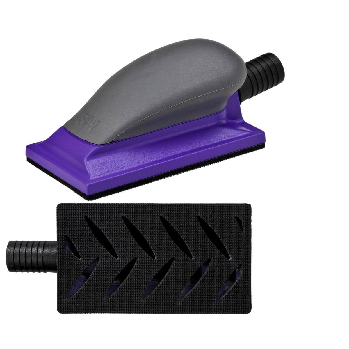 3M Hookit Bloc à main Purple Premium, 70 mm x 127 mm, bloc à main multi-trous