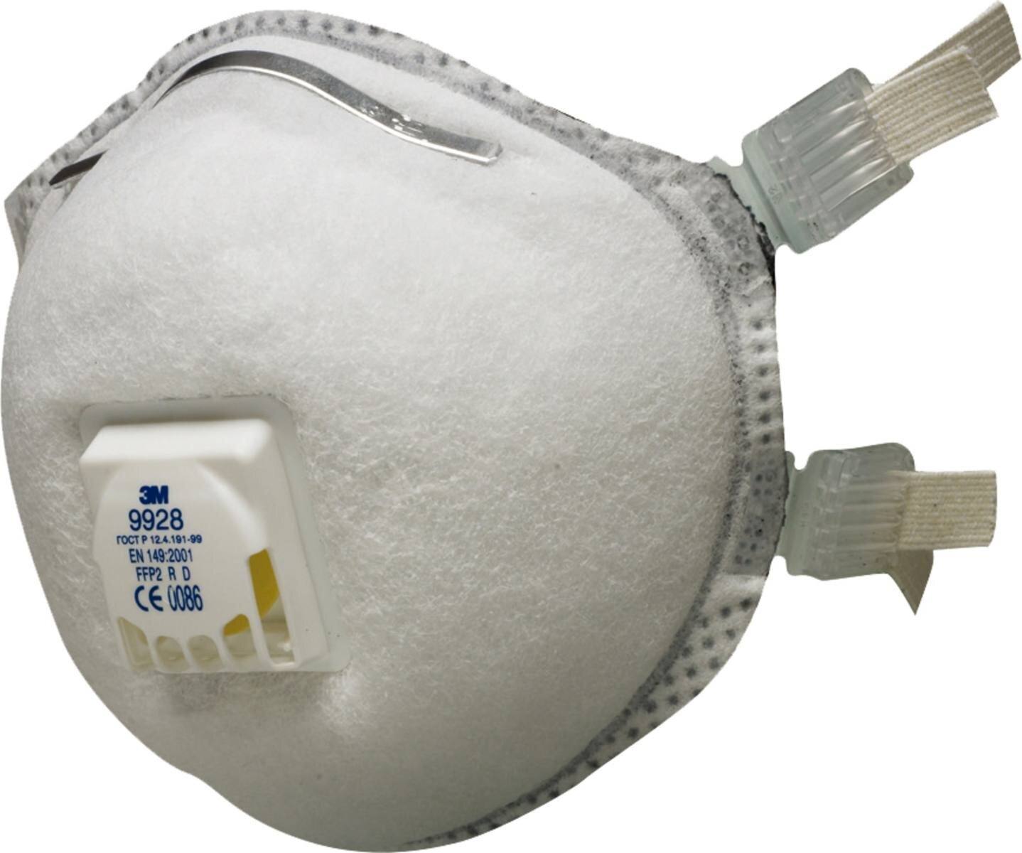 3M 9928 FFP2 R D lasmasker met cool-flow uitademventiel tegen deeltjes tot 10 keer de grenswaarde en tegen ozon. Ideaal voor lassen!