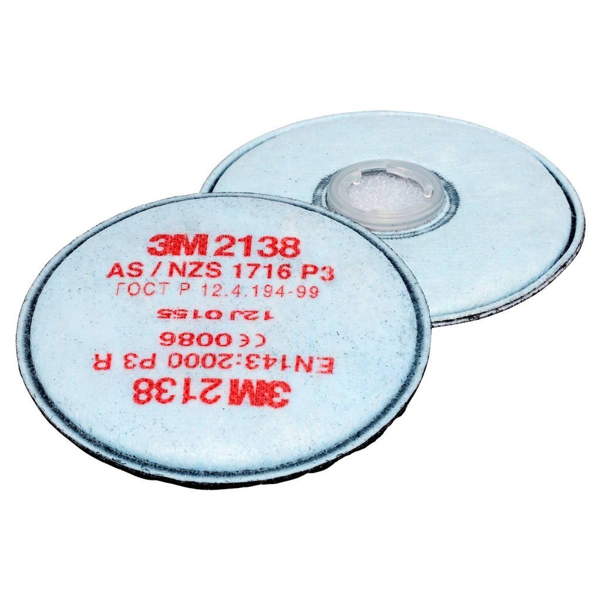 3M 2138 P3R particle filter with activated carbon with additional protection against organic gases and vapors below the limit value and ozone up to 10 times the limit value. Ideal for welding