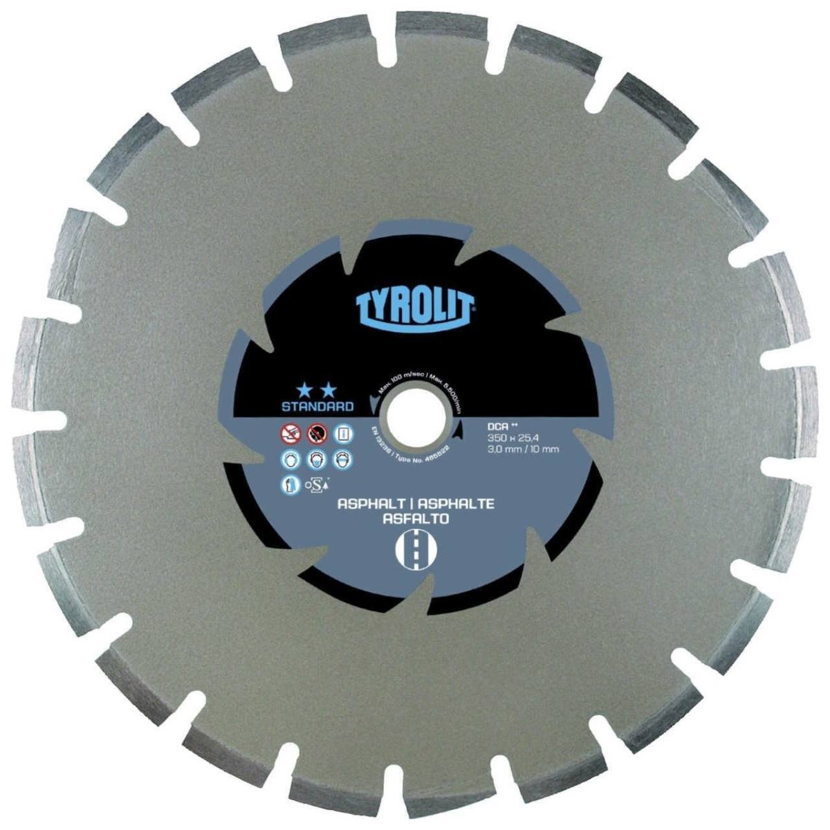 Tyrolit Dry cutting saw blades DxDxH 350x3x25.4 DCA, form: C1SW, No. 34472008 (old No. Art. 465522)