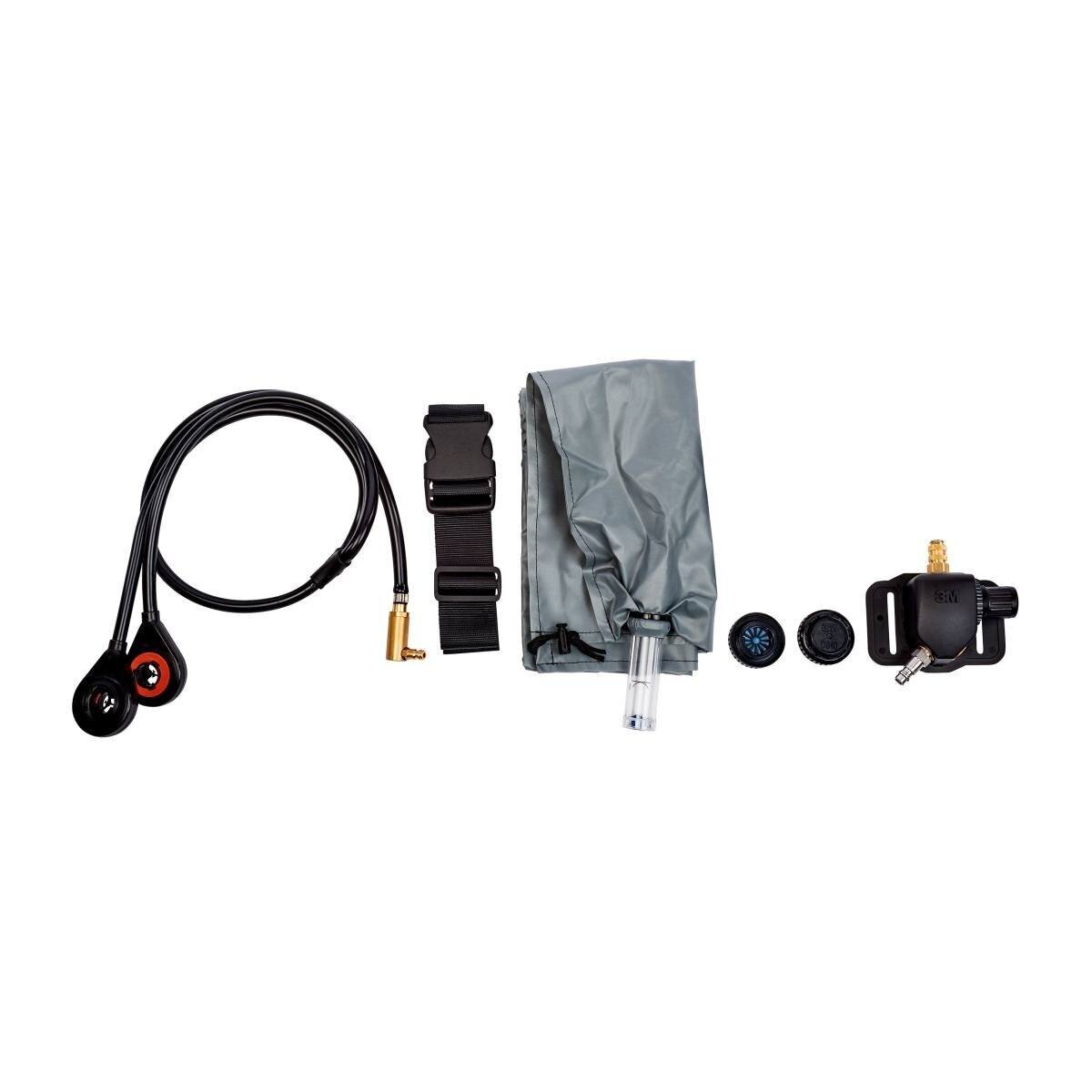 3M Compressed air system S-200+ basic unit consisting of: Control unit incl. CEJN plug nipple, belt 301-00-62P, breathing air hose S-222, pressure relief valves C-340 and air flow control bag FCB-01