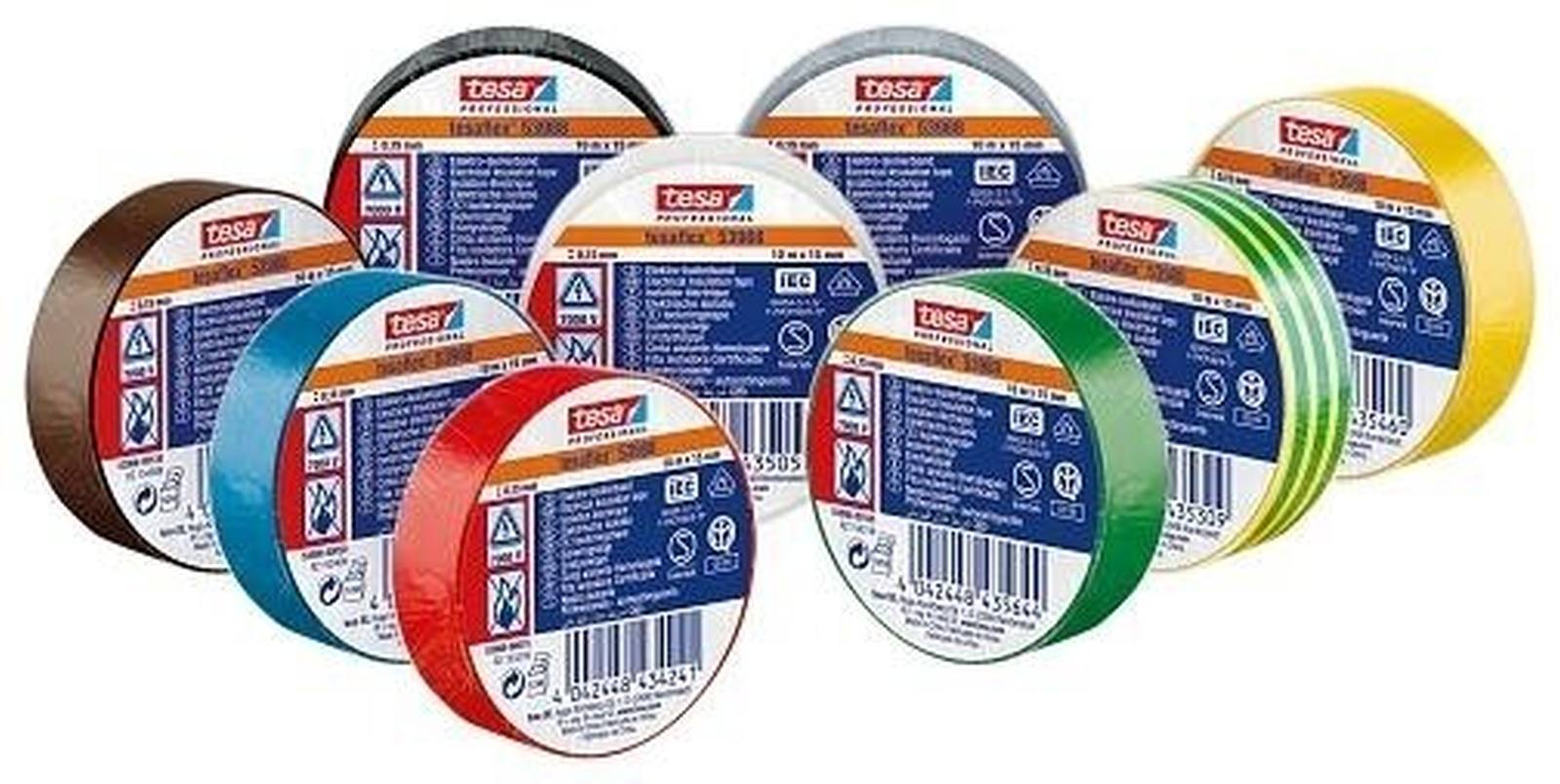 Tesaflex 53988 PVC electrical insulating tape IEC, 19mmx20m, light grey