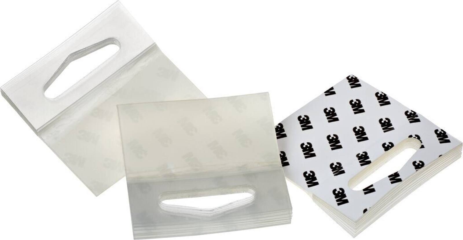  3M ScotchPad Hang Tabs itseliimautuvat ripustuslaput 1075, läpinäkyvä, 50,8 mm x 0,051 m, 0,343 mm (1pakkaus=500kpl)