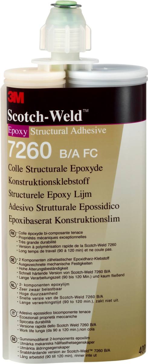 3M Scotch-Weld adesivo da costruzione bicomponente a base di resina epossidica per il sistema EPX 7240 B/A FR, nero, 400 ml