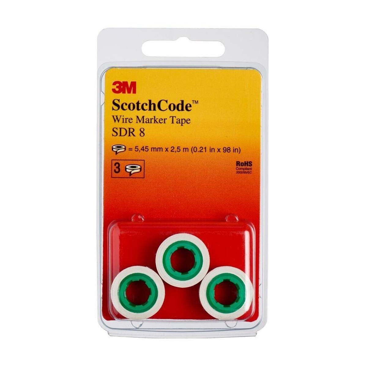 3M ScotchCode SDR-8 cable marker refill rolls, number 8, pack of 3