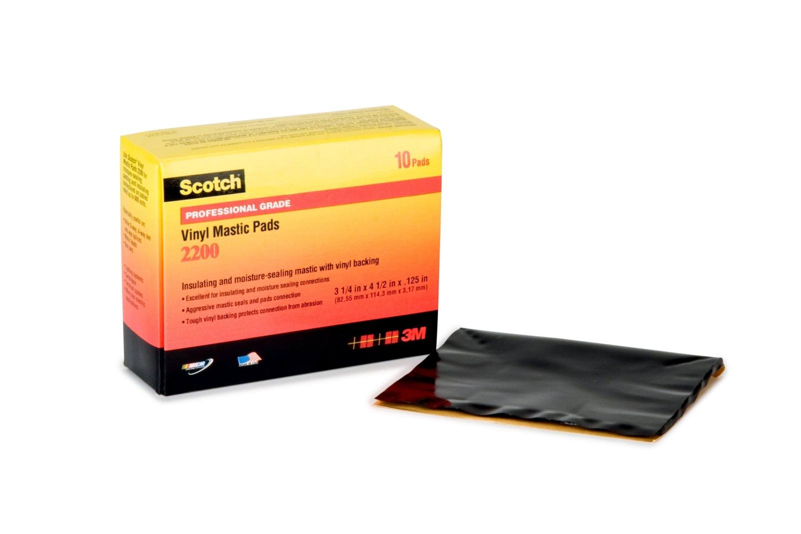 3M Scotch 2200 Buthyl rubber sheet, self-sealing, black, 114 mm x 165 mm, 3.2 mm
