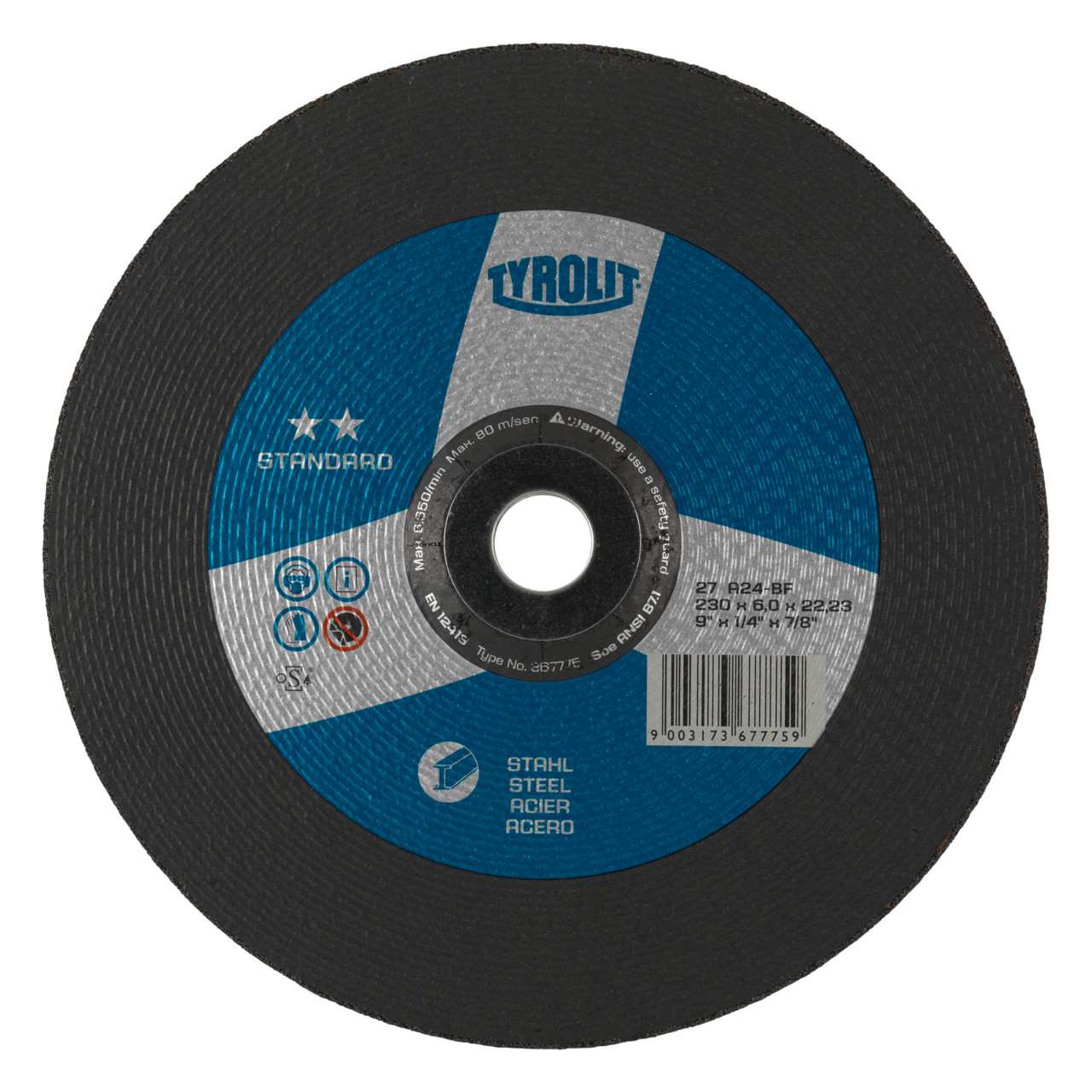 Tyrolit Roughing disc DxUxH 115x6x22.23 For steel, shape: 27 - offset version, Art. 367377