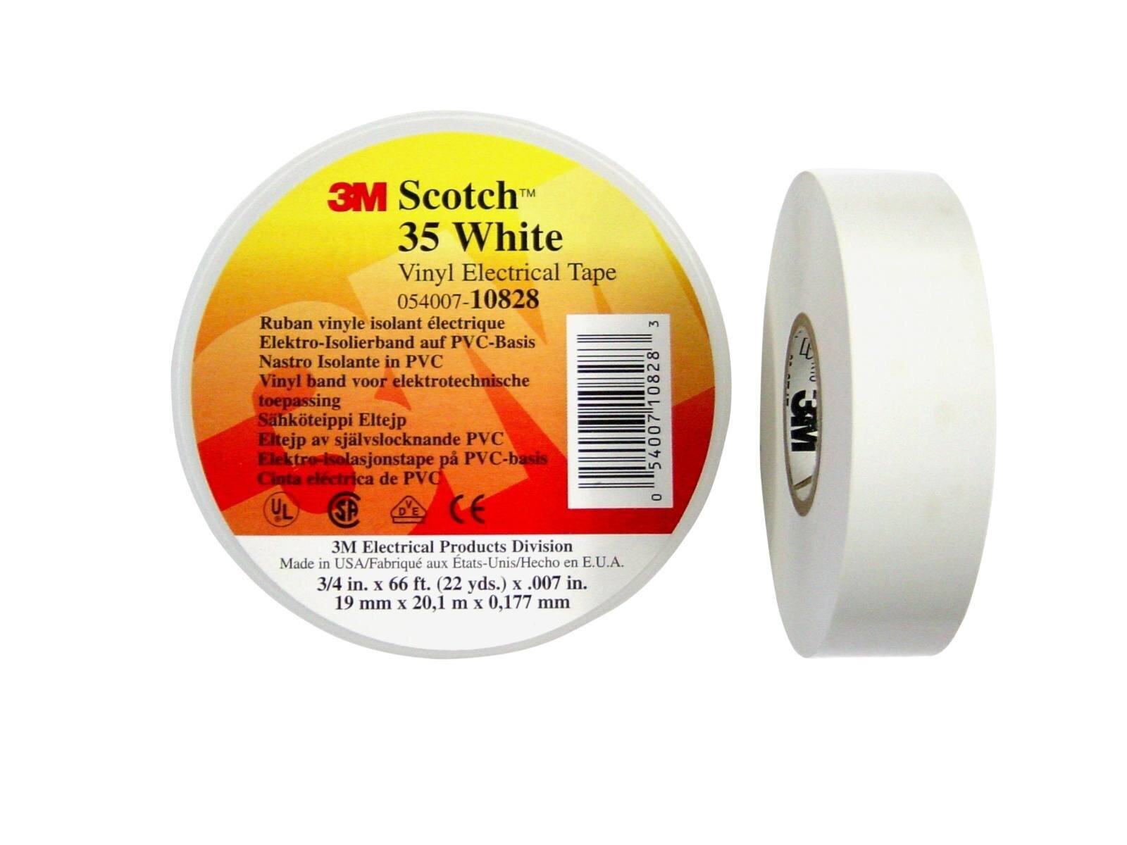 3M Scotch 35 Vinyl Elektro-Isolierband, Weiß, 19 mm x 20 m, 0,18 mm