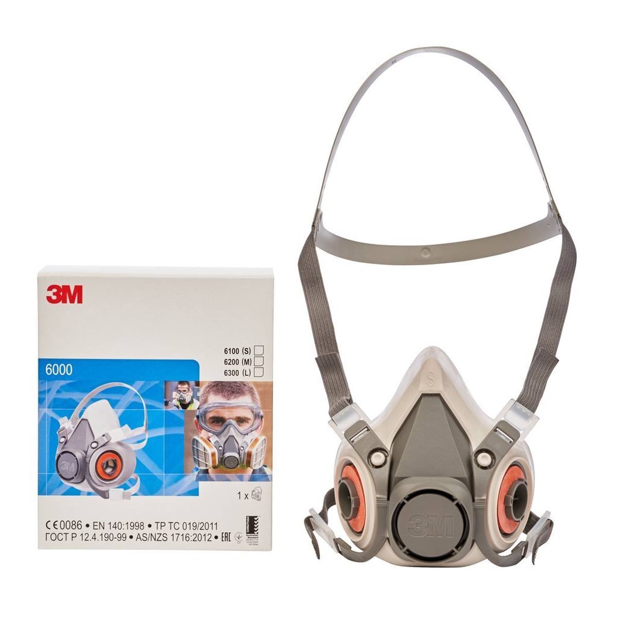 3M 6223M Kit demi-masque A2P3 Contenu : 1 masque 6200, 2 filtres 6055 A2, 4 filtres 5935 P3R, 2 couvercles 501