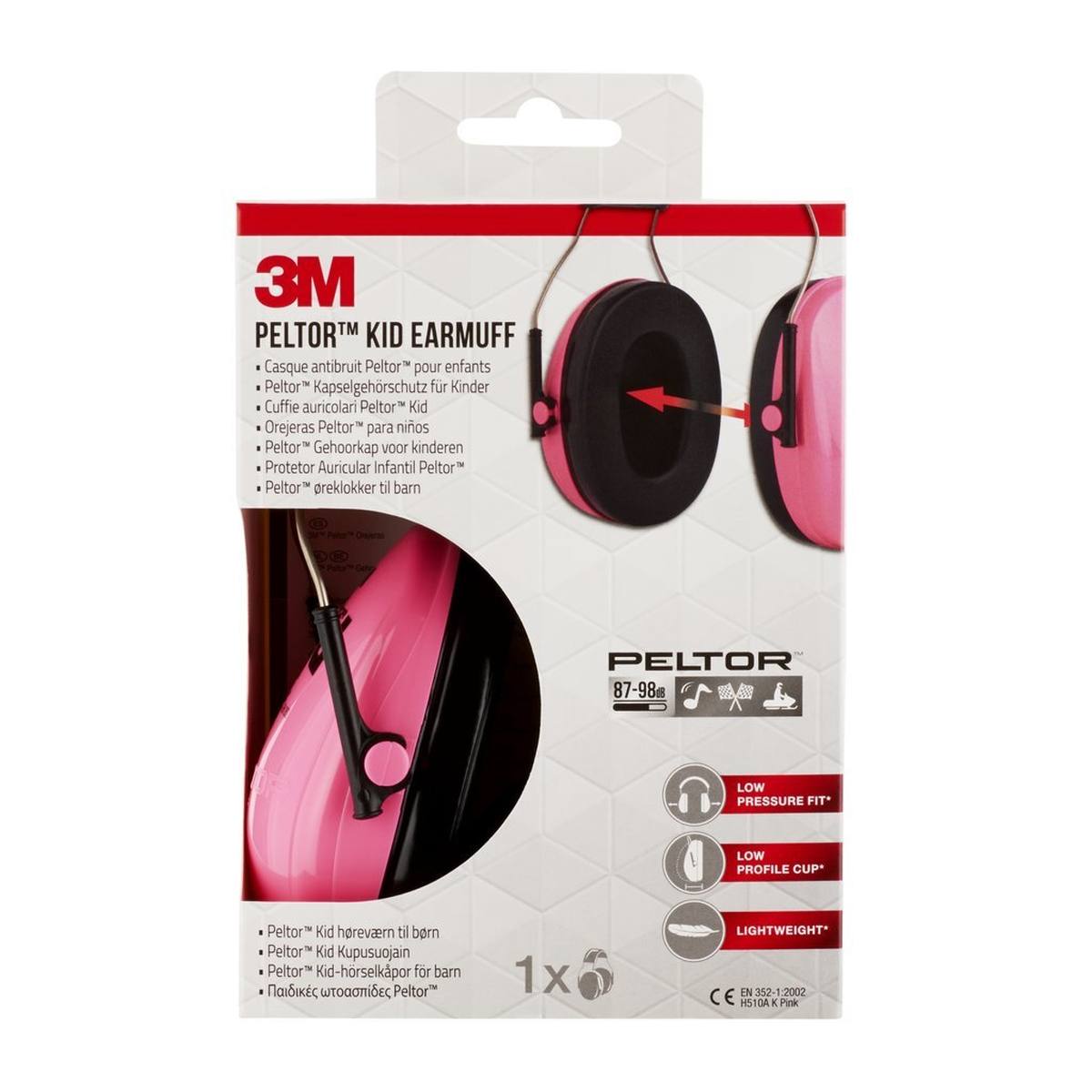 3M Peltor Kapselgehörschutz für Kinder H510AK, Pink (87 bis 98 dB)