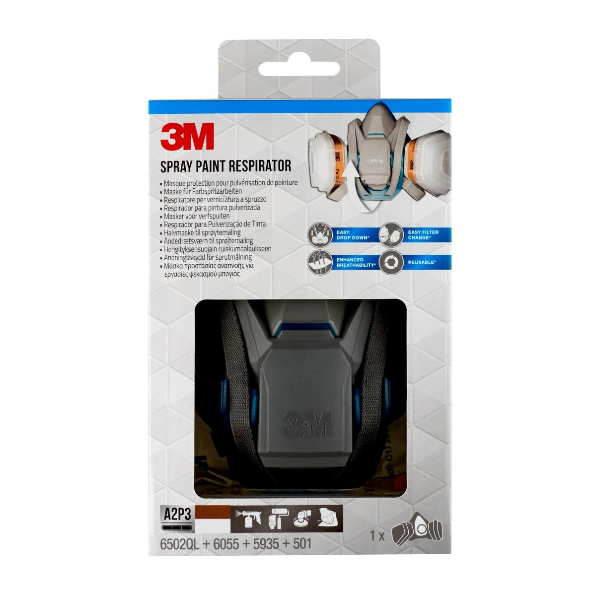 3M Mask for paint spraying 6502QL, A2P3, 1 set