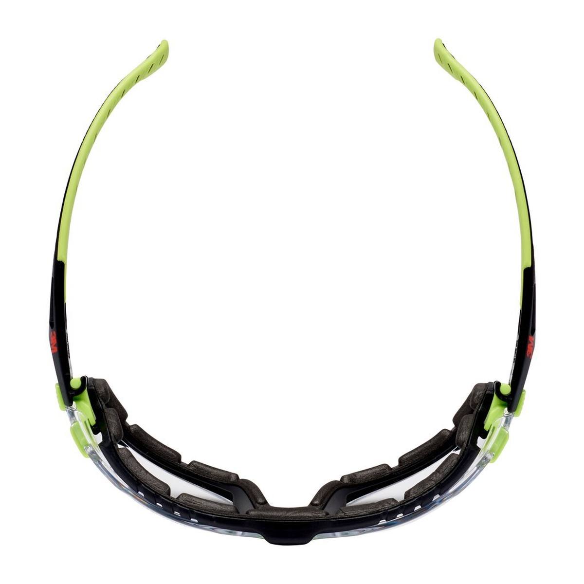 3M Solus 1000 Schutzbrille mit Antibeschlag-Beschichtung, grün/schwarz, transparent, mit Tasche S1CG