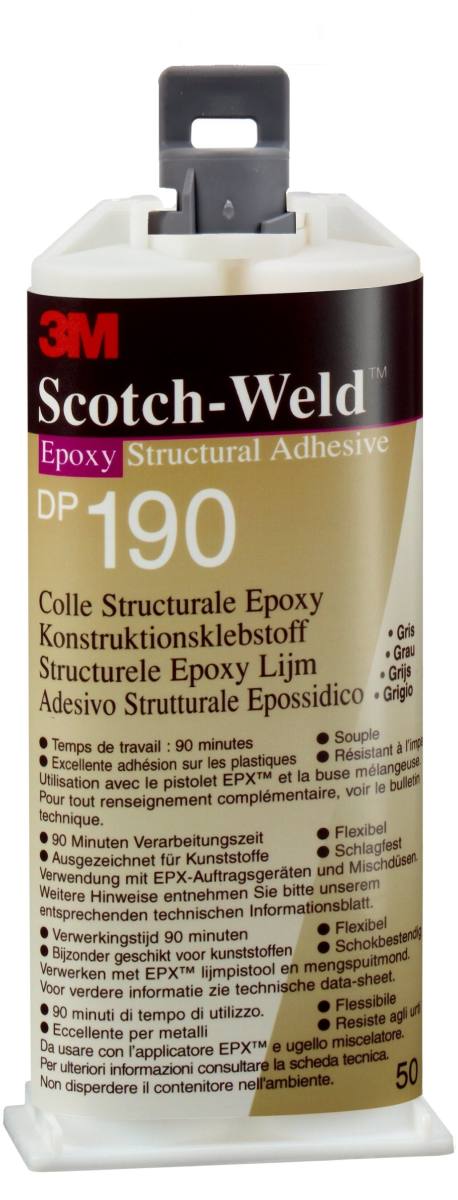 3M Scotch-Weld Adhesivo de construcción de 2 componentes a base de resina epoxi para el sistema EPX DP 190, translúcido, 48,5 ml