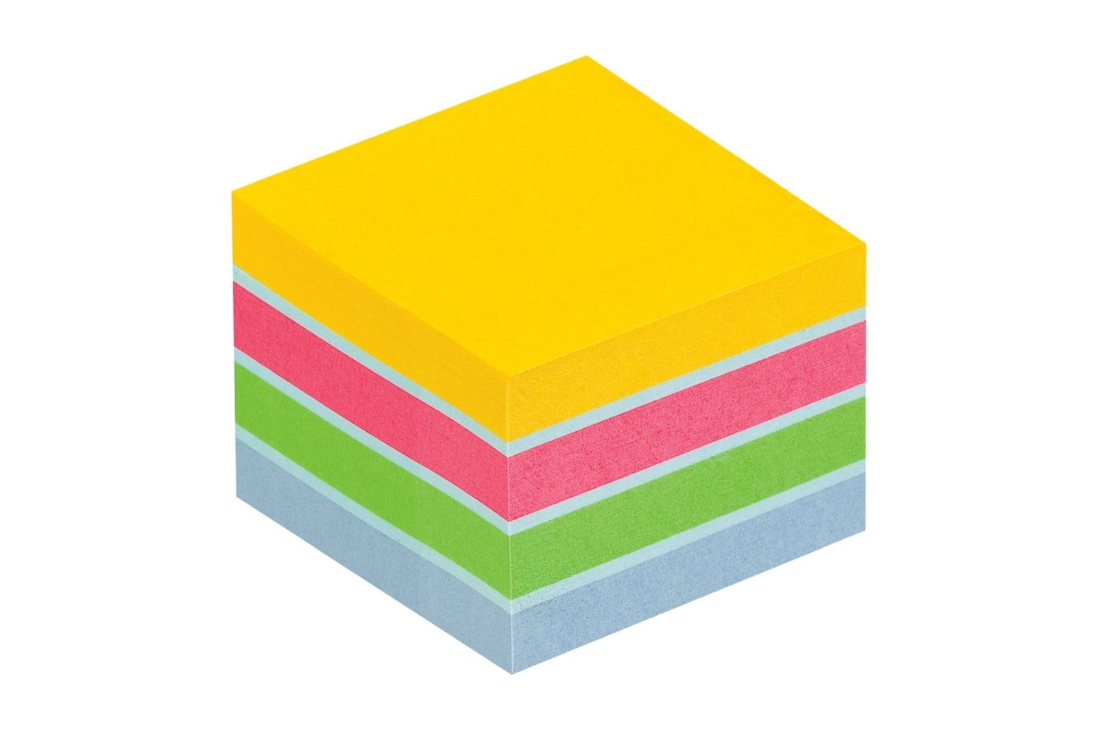 3M Post-it Mini cubes 2012MUC, 51 x 51 mm, ultra bleu, ultra jaune, ultra vert, ultra rose, 1 cube de 400 feuilles