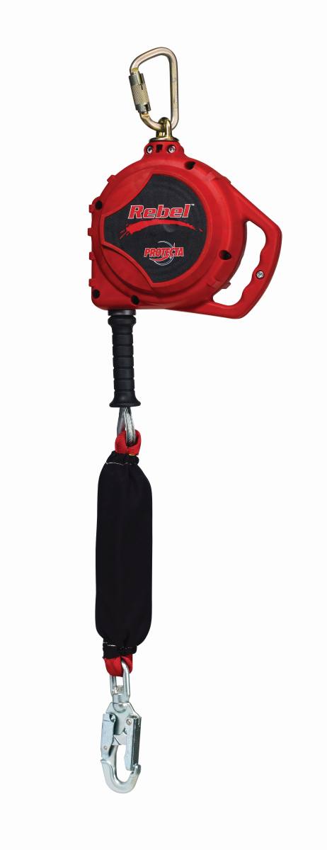 3M PROTECTA Rebel edge retractable type fall arrester, sharp-edge tested, length: 6 m, plastic housing, galvanised wire rope 5.6 mm, steel twist-lock carabiner on housing opening width 17 mm, automatic carabiner with swivel and fall indicator a... ,