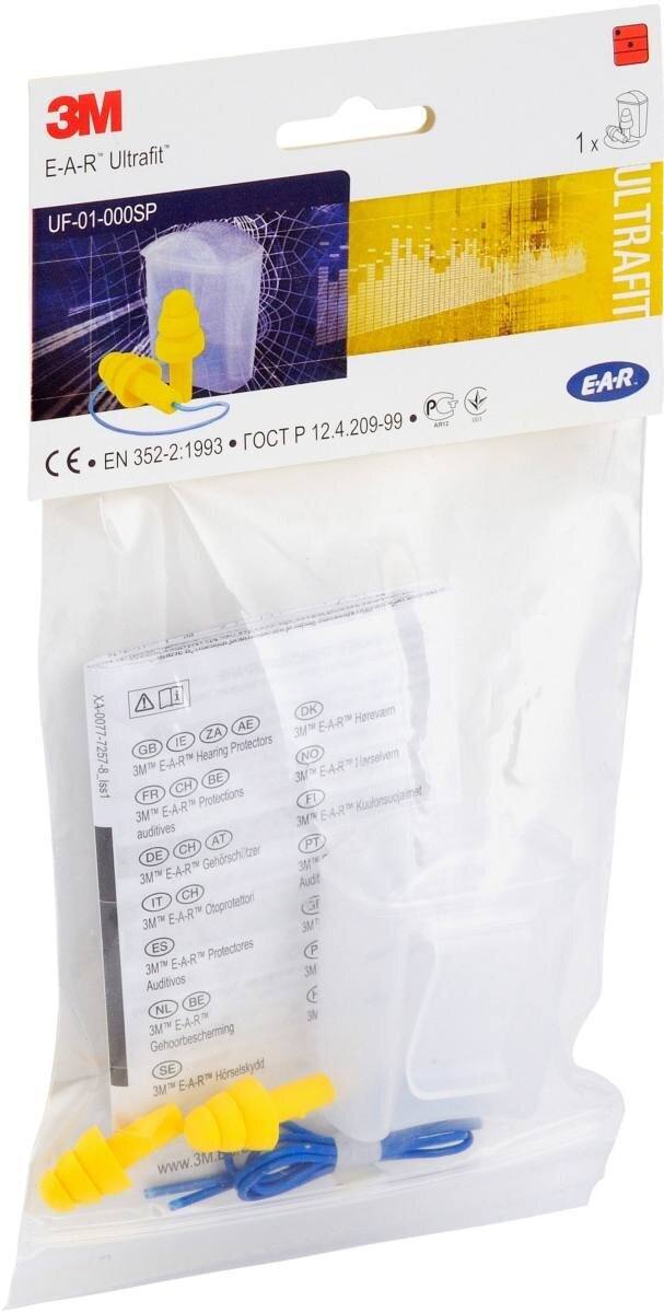 3M E-A-R Ultrafit, with cord, pre-moulded, in pairs in cushion pack (box), SNR=32 dB, UF01000S