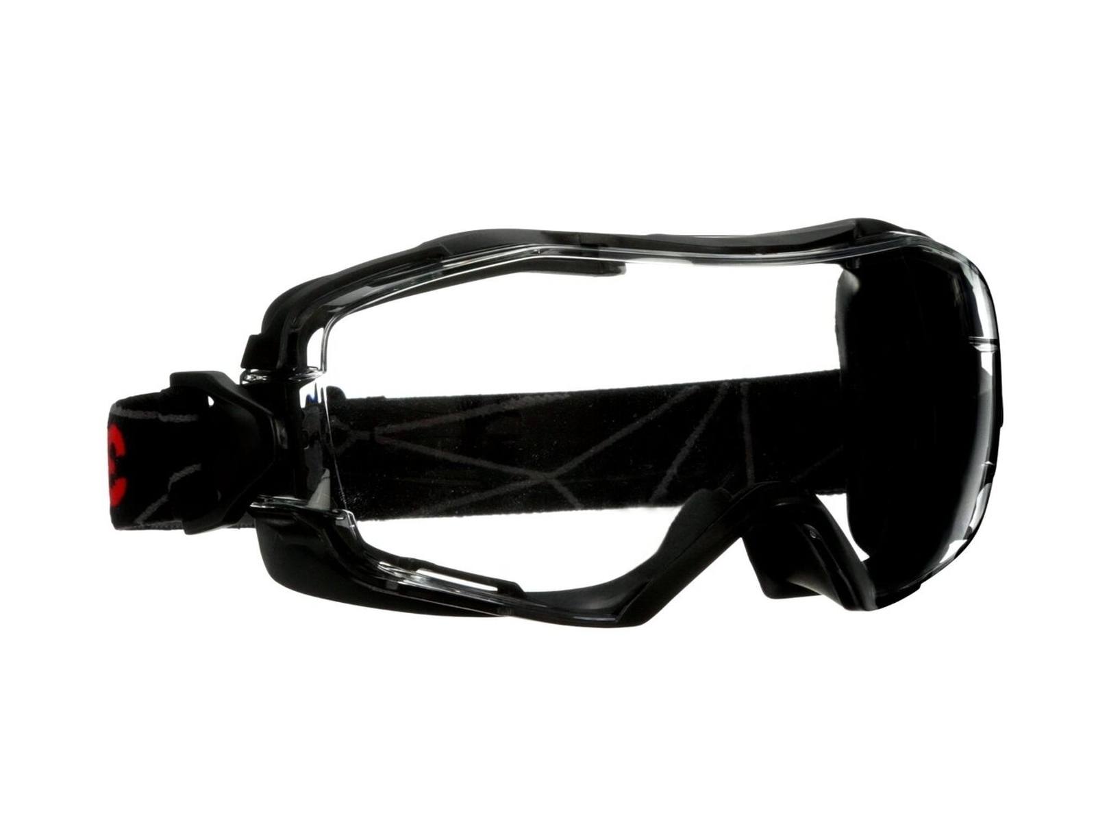 3M GoggleGear 6000 Lunettes-masque, monture noire, traitement anti-buée/anti-rayures Scotchgard (K&amp;N), écran transparent, GG6001SGAF-BLK-EU