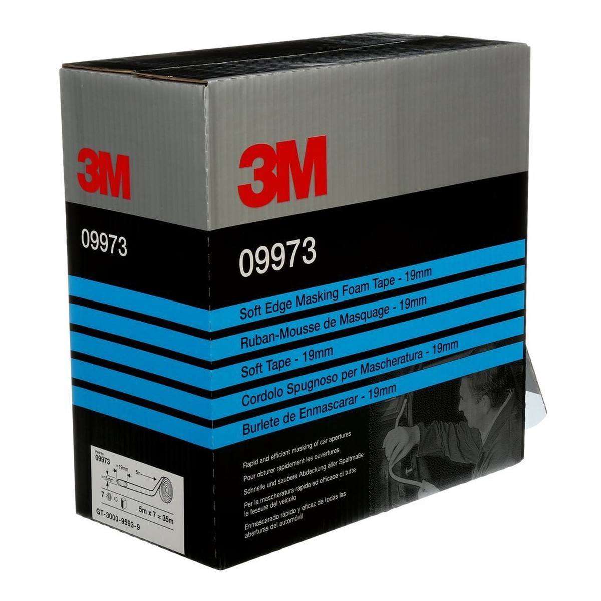 3M Soft Edge Foam masking tape, white, 19 mm x 35 m, 09973