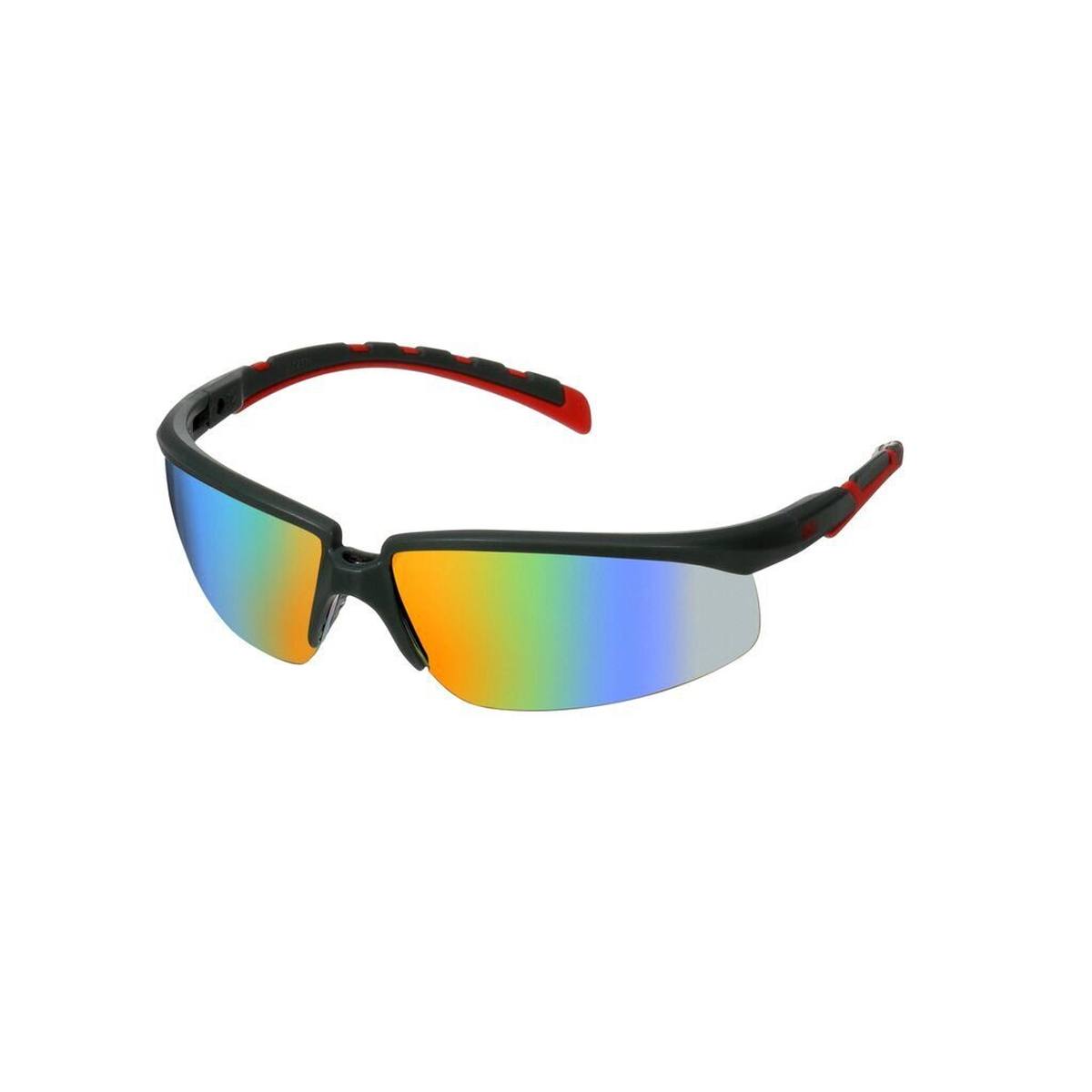 3M Solus 2000 veiligheidsbril, grijs/rode veren, Scotchgard anticondenscoating (K&amp;N), helder glas, in hoek verstelbaar, S2001SGAF-RED-EU