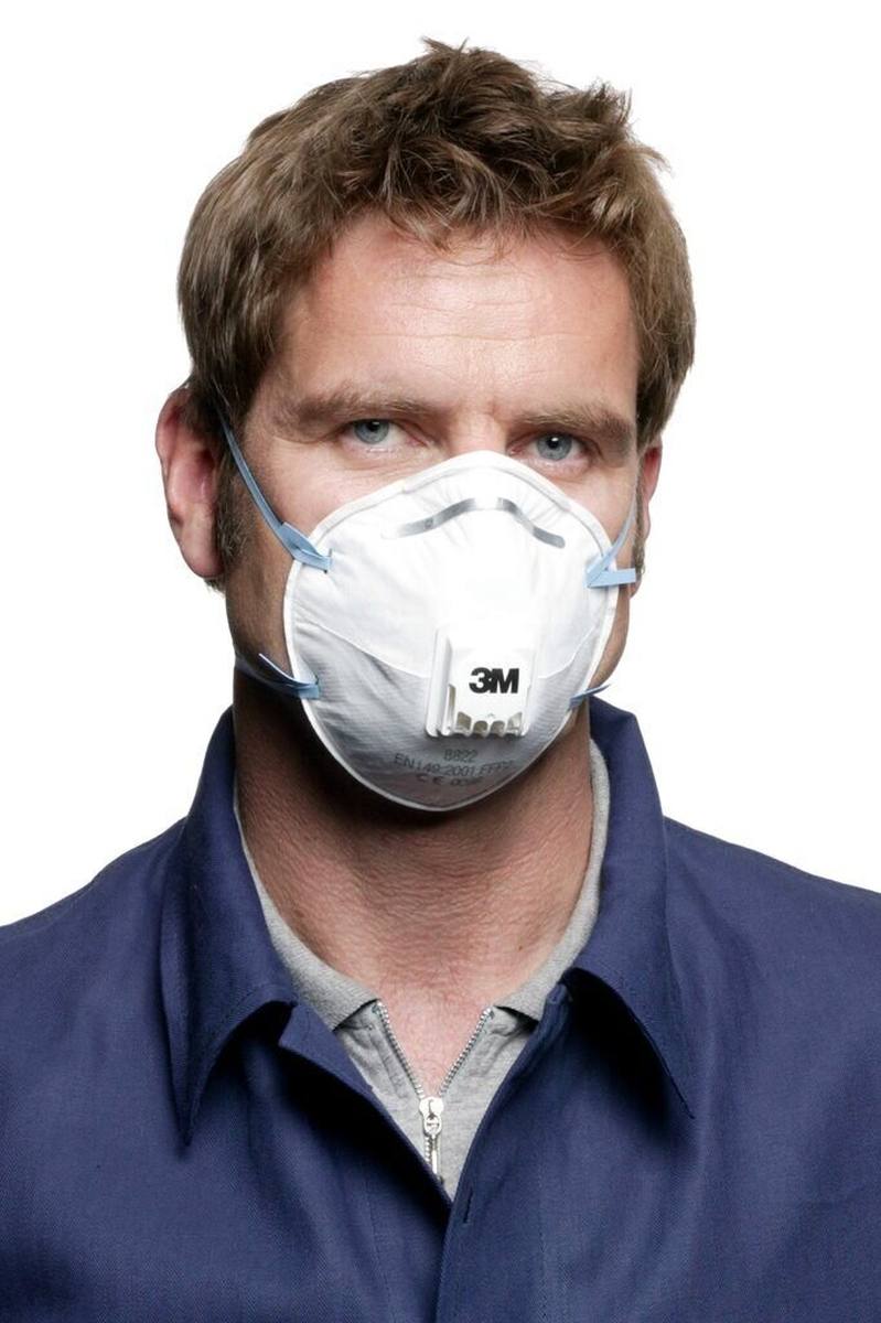 3M 8822 Masque de protection respiratoire FFP2 avec valve d'expiration Cool-Flow, jusqu'à 10 fois la limite d'exposition