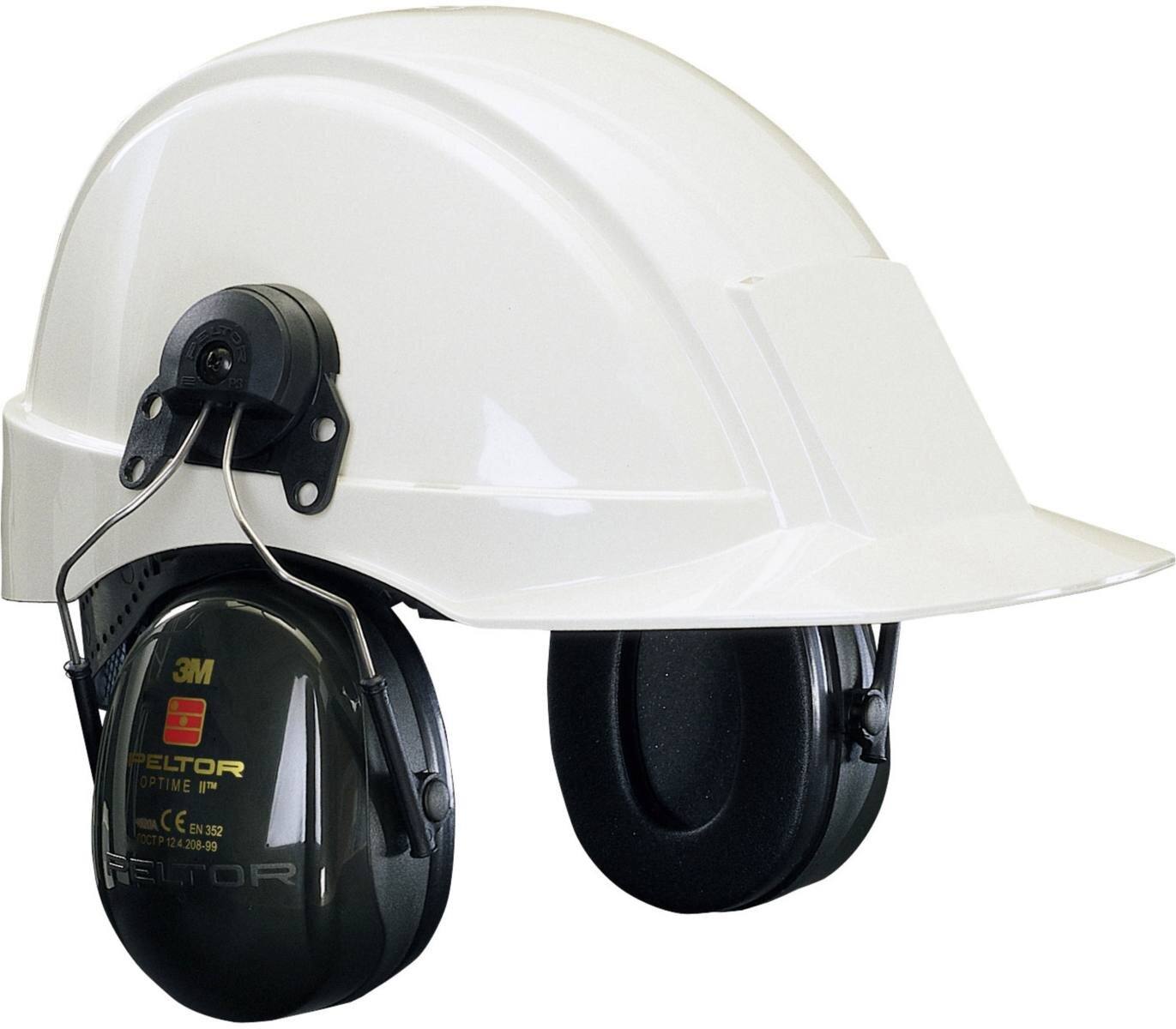 3M Peltor Optime II Kapselgehörschutz, Helmbefestigung, grün, mit Helmadapter P3E (für alle 3M Helme, ausgenommen G2000), SNR = 30 dB, H520P3E