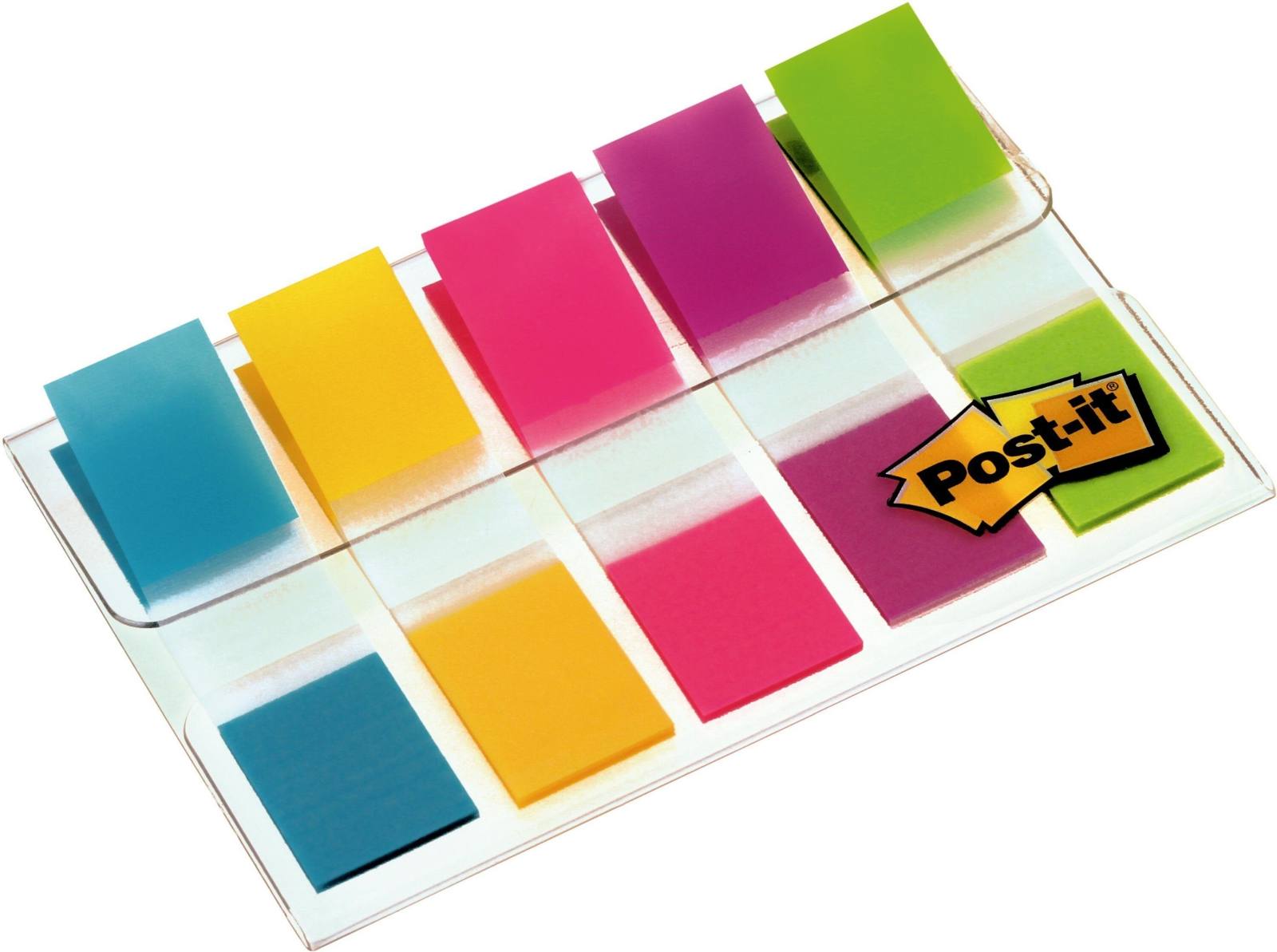 3M Post-it Index Mini 6835CBEU, 11,9 mm x 43,2 mm, amarillo, morado, verde lima, rosa, turquesa, 5 x 20 tiras adhesivas