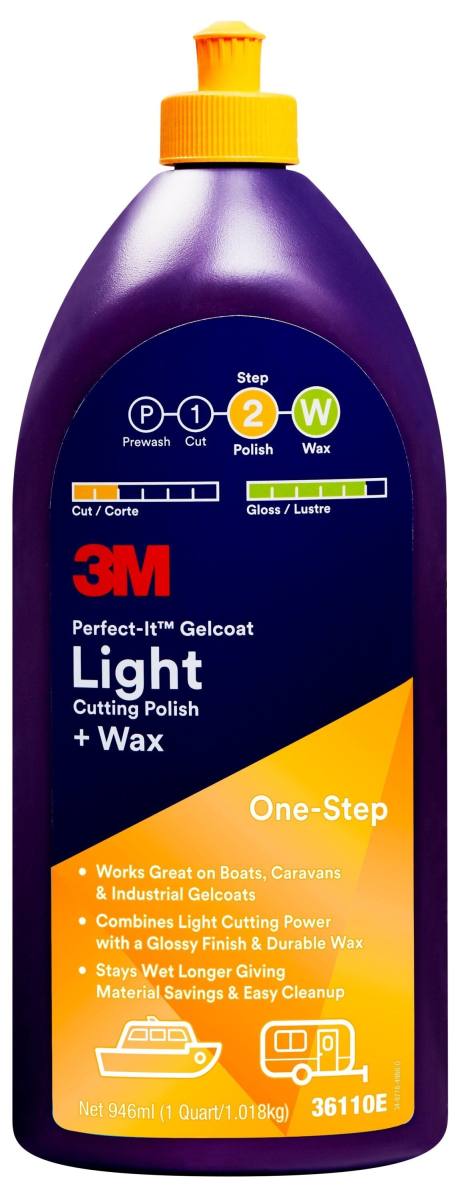 3M Perfect-It Gelcoat Light Cutting Polish + Wax, 509 g, 473 ml, 36109
