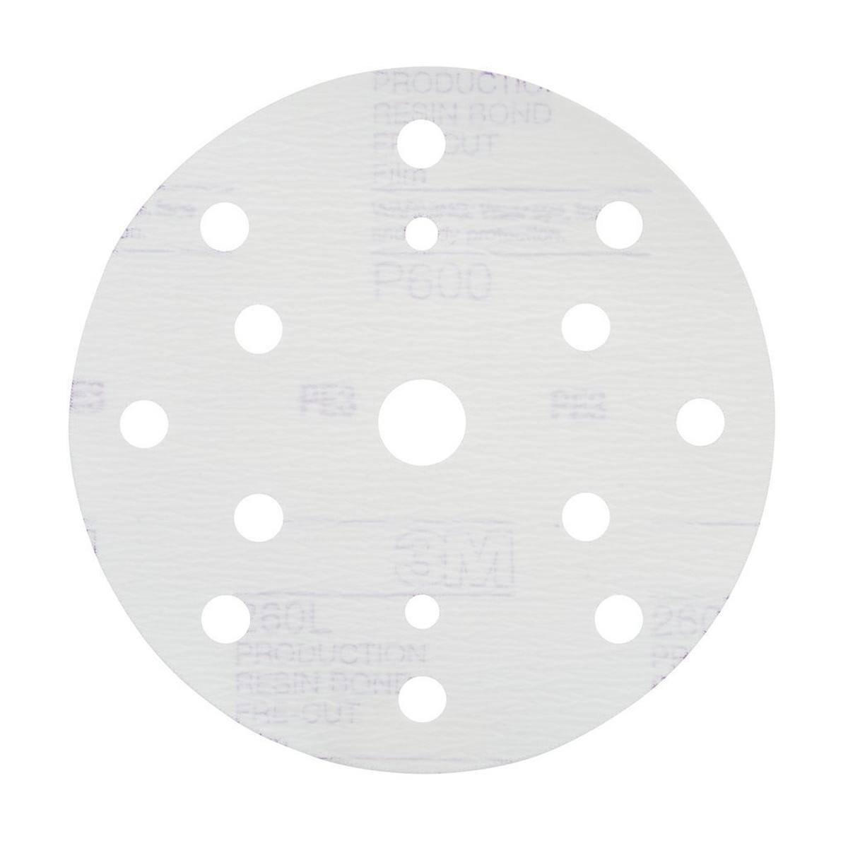 3M Hookit Velcro-backed disc 260L, white, 150 mm, P600, perforated 15 times, 51057