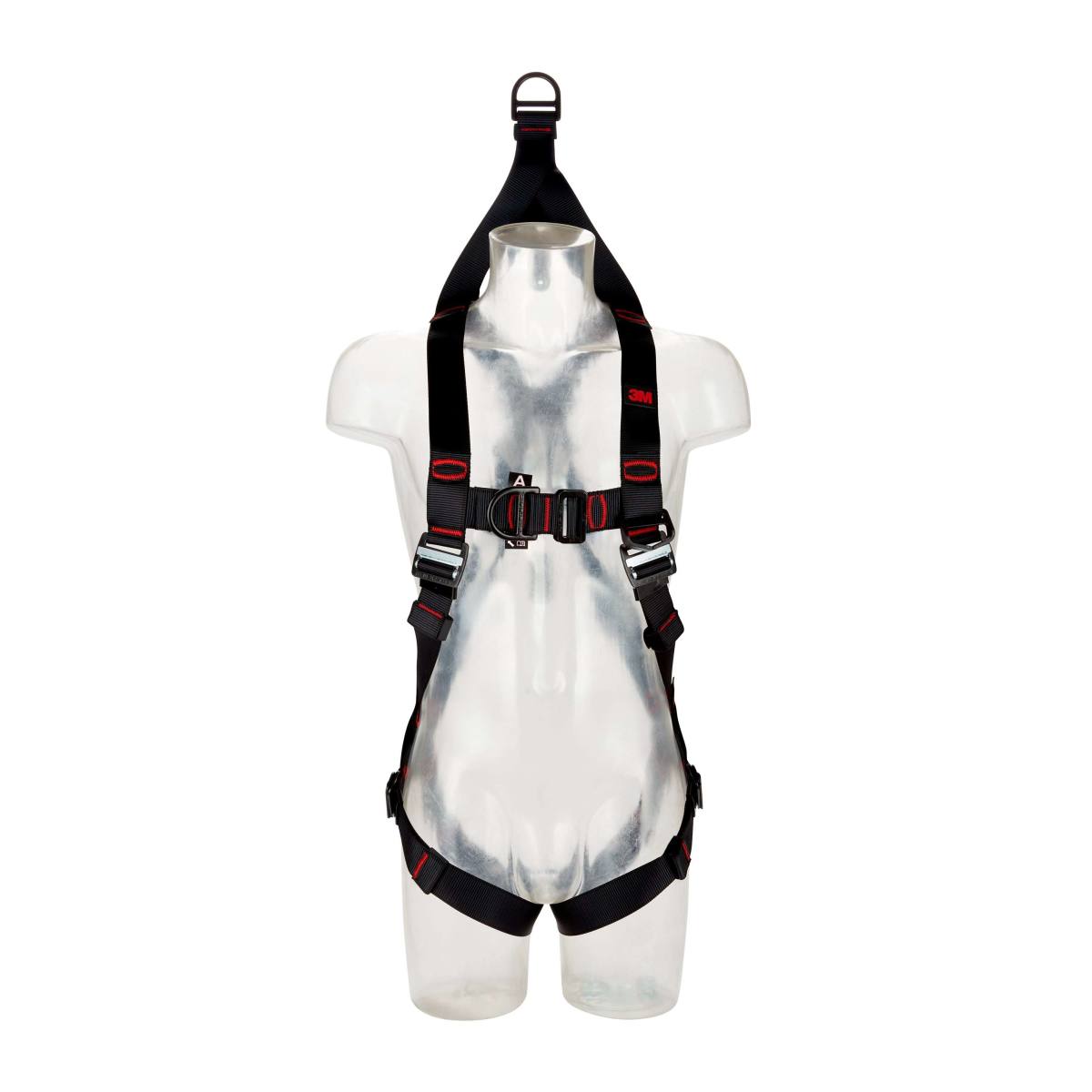 3M PROTECTA Full body harness - chest and back fall arrest eyelets, rescue loop, fall indicators on the chest and back, belt end depot, label protection with labelling field, black coated fittings, lanyard holder, M/L
