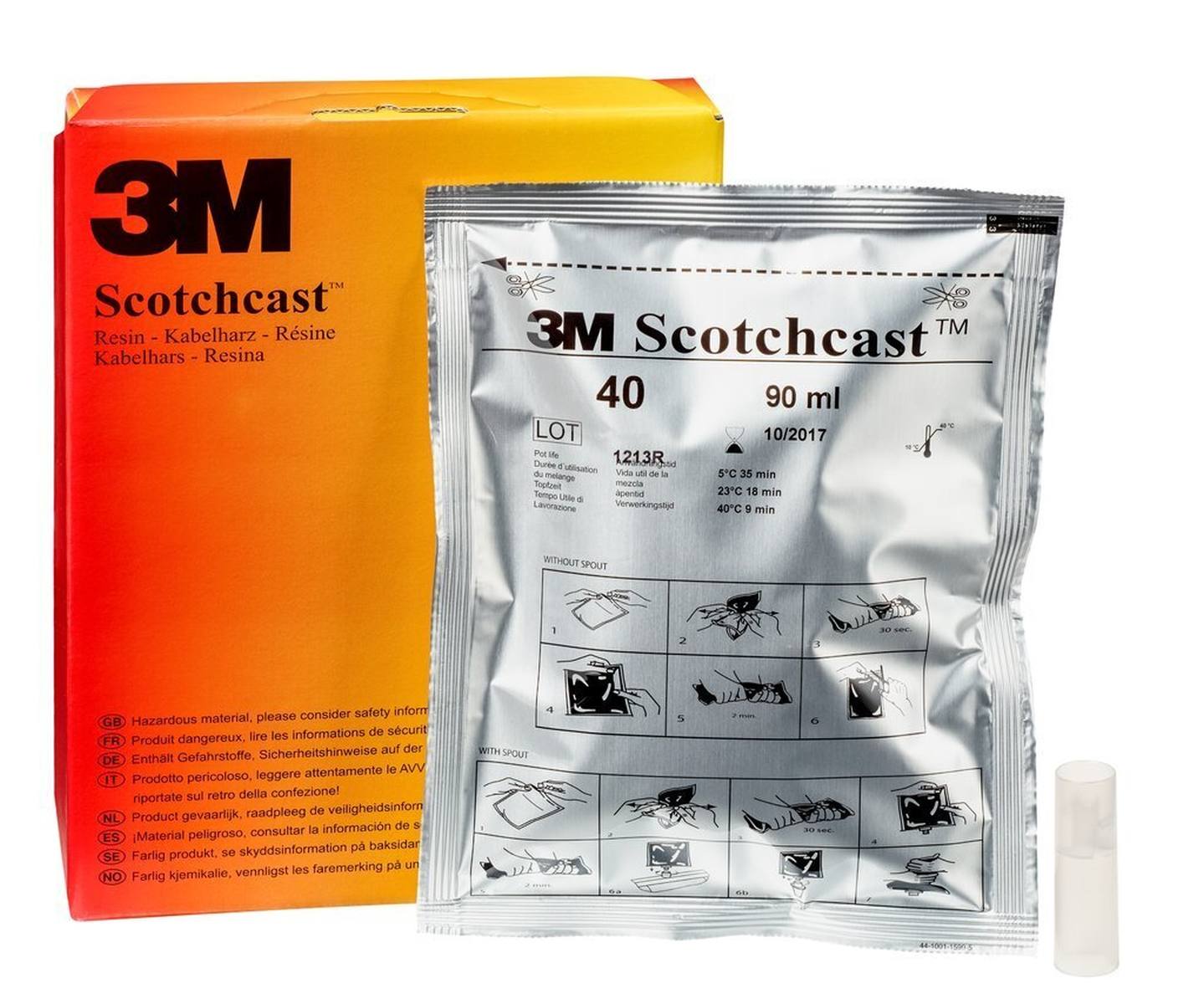 3M Scotchcast 40-A, polyuretaanikaapelihartsi, 2-komponenttinen GMG-järjestelmä, koko A, 90 ml.