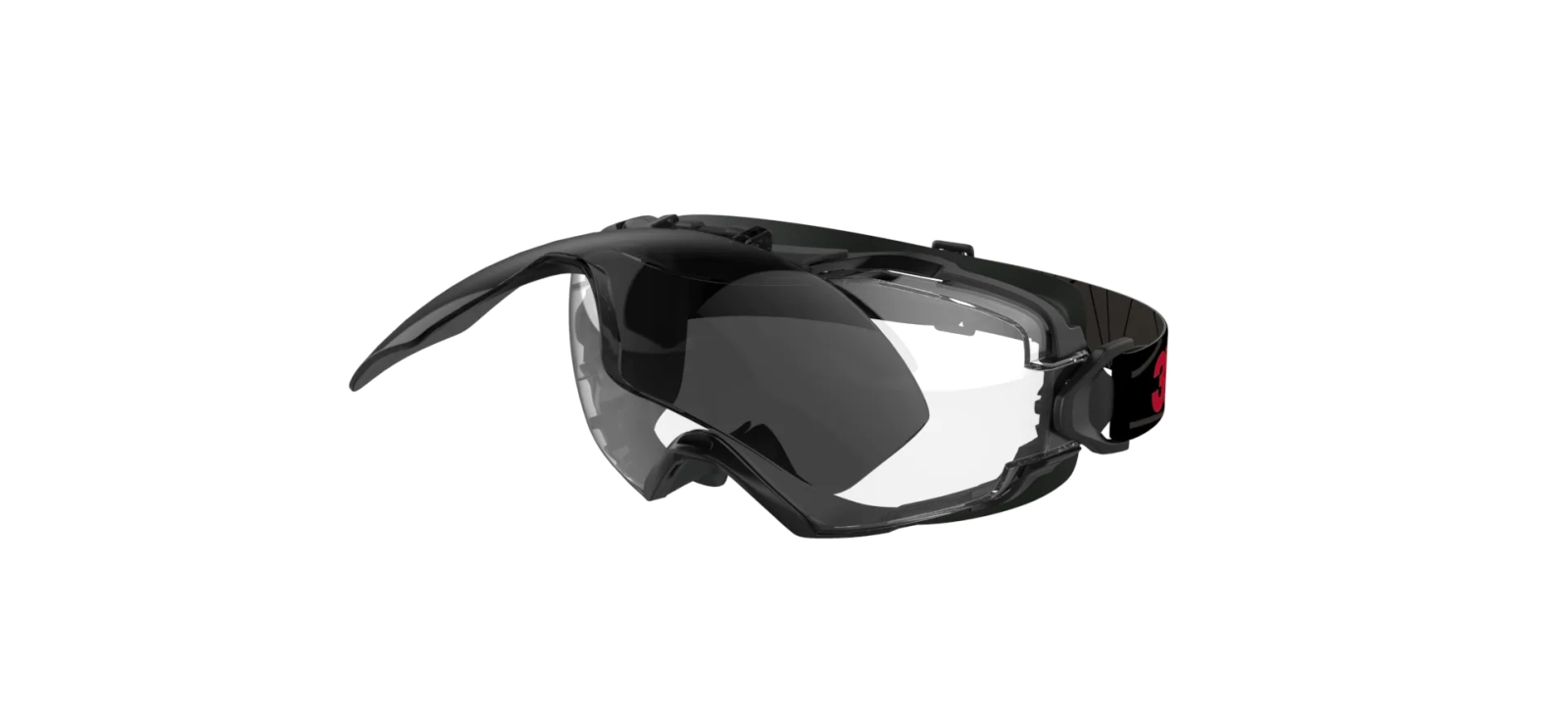 3M Gafas de visión total GoggleGear 6000, revestimiento Scotchgard antirrayas/antivaho (K&amp;N), lente transparente, con lente gris abatible con nivel de protección IR 5,0, GG6001SGAF-IR5