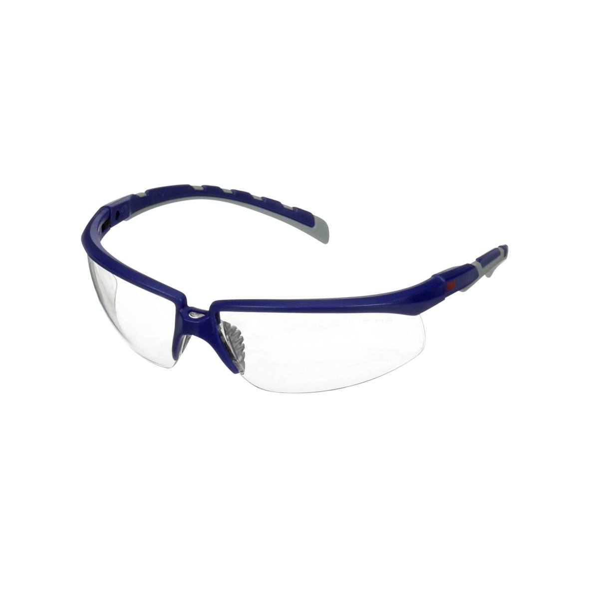 3M Solus 2000 Schutzbrille, blau/graue Bügel, beschlagfest/kratzfest, klare Scheibe, winkelverstellbar, S2001AF-BLU-EU