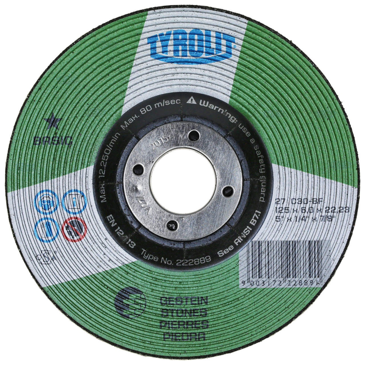 TYROLIT grinding wheel DxUxH 115x6x22.23 For stone, shape: 27 - offset version, Art. 222873