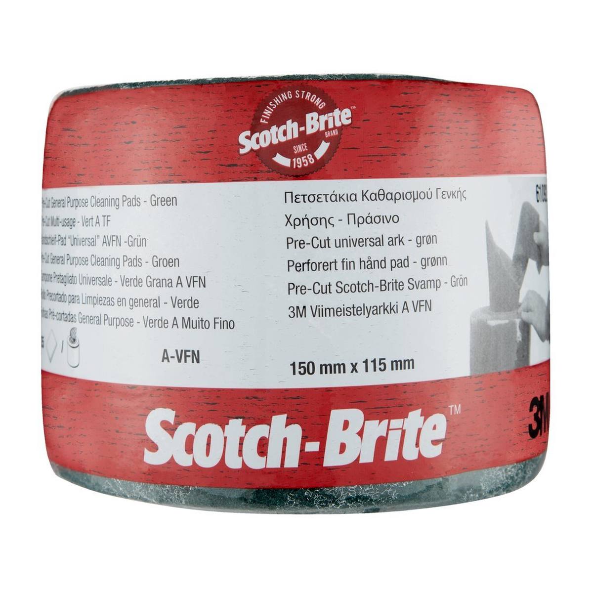 3M Scotch-Brite rotolo in tessuto non tessuto CF-SR, verde, 150 mm x 115 mm, A, molto fine, perforato per 35 volte