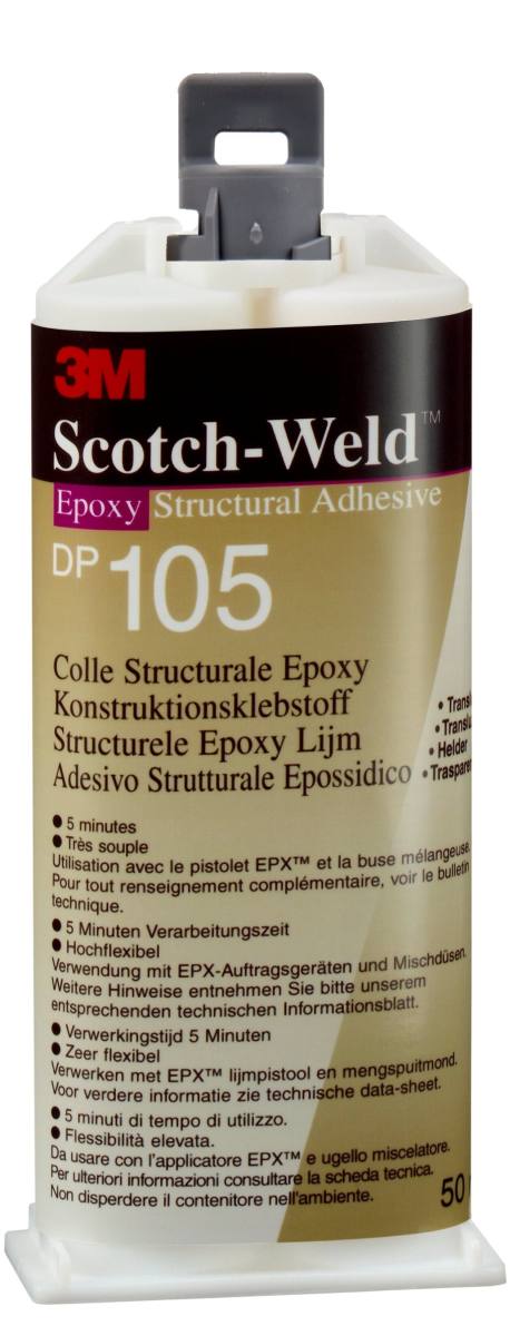 3M Scotch-Weld Adhesivo de construcción de 2 componentes a base de resina epoxi para el sistema EPX DP 105, transparente, 48,5 ml