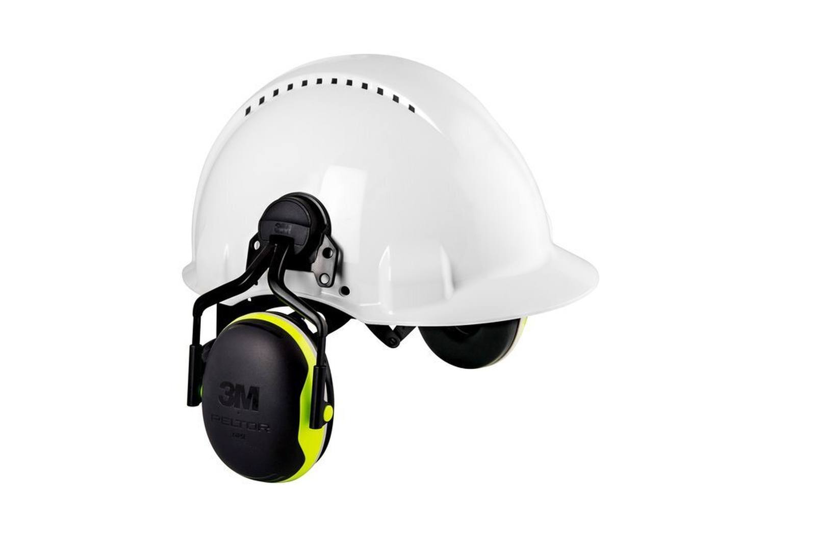 3M PELTOR Gehoorkappen, X4P3E helmbevestiging, neon, geel, SNR=32 dB met helmadapter P3E (voor alle 3M helmen, behalve G2000)