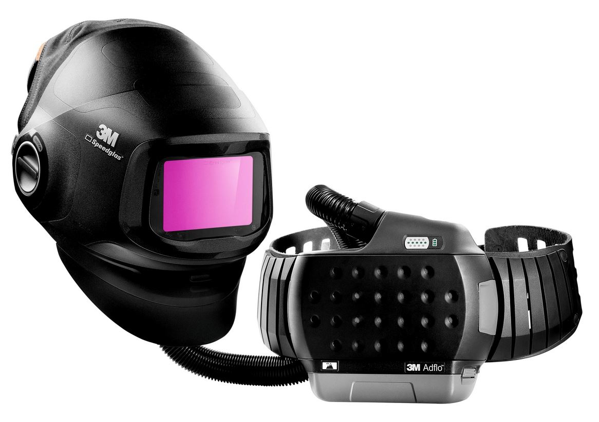 3M Speedglas Máscara de soldadura de alto rendimiento G5-01 con protección respiratoria de soplado 3M Adflo, filtro de soldadura automático 3M Speedglas G5-01TW, kit de inicio de consumibles, batería de alto rendimiento y bolsa de almacenamiento H617