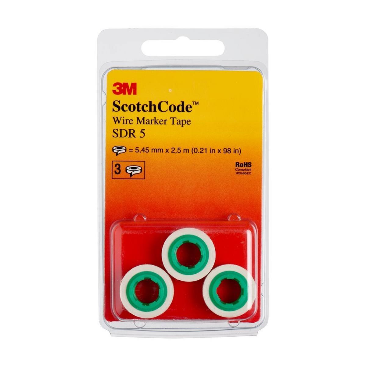 3M ScotchCode SDR-5 cable marker refill rolls, number 5, pack of 3