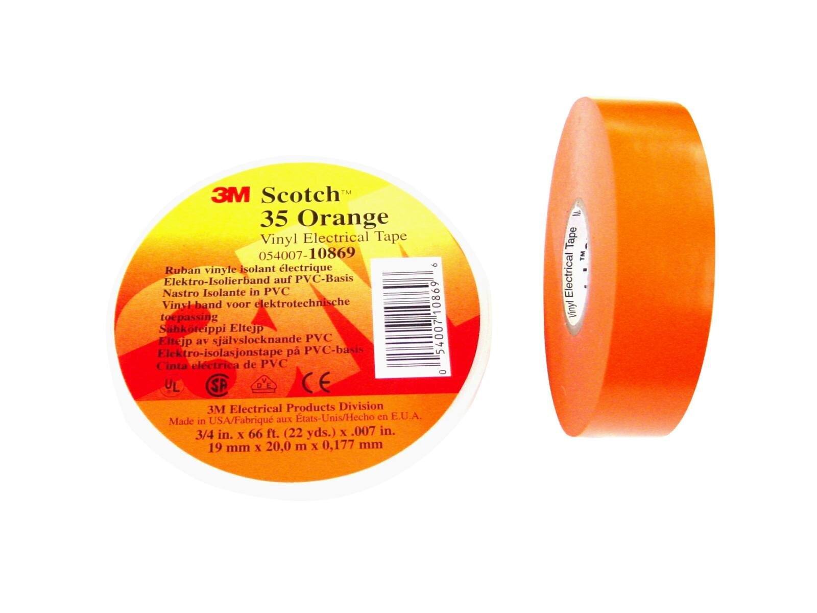 3M Scotch 35 vinyl electrical insulating tape, orange, 19 mm x 20 m, 0.18 mm